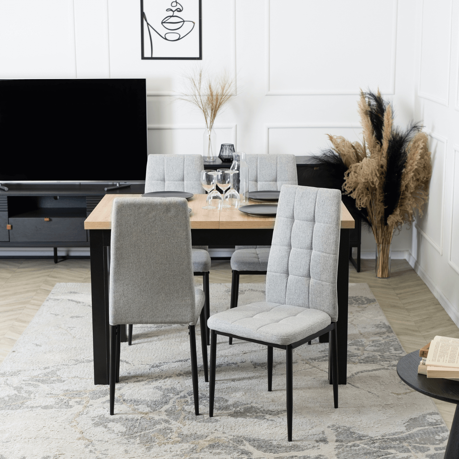 Zestaw 4x Krzesło Tapicerowane do Jadalni TEX Szare Nowoczesne Loft TEX/P/T/Z4/K