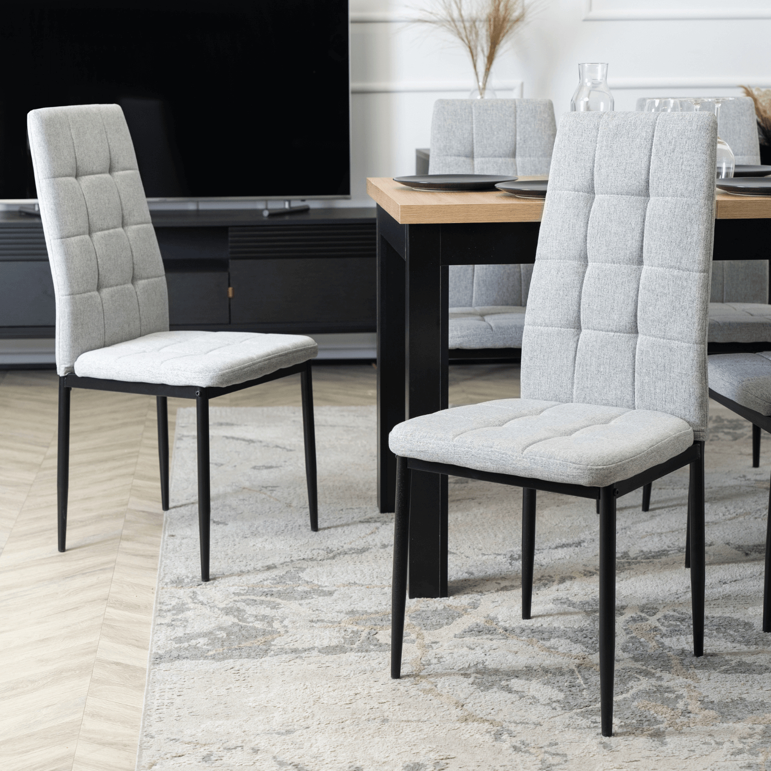 Zestaw 4x Krzesło Tapicerowane do Jadalni TEX Szare Nowoczesne Loft TEX/P/T/Z4/K