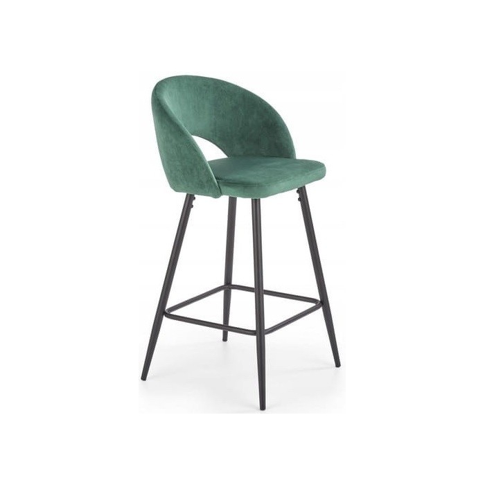 Krzesło Barowe Tapicerowane H96 Zielone Welurowe