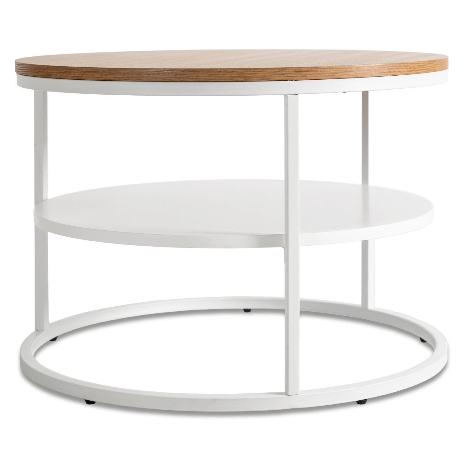 Stolik Kawowy z Półką BEST 70 cm Dąb/Biały Skandynawski ME.BEST/D/B/L