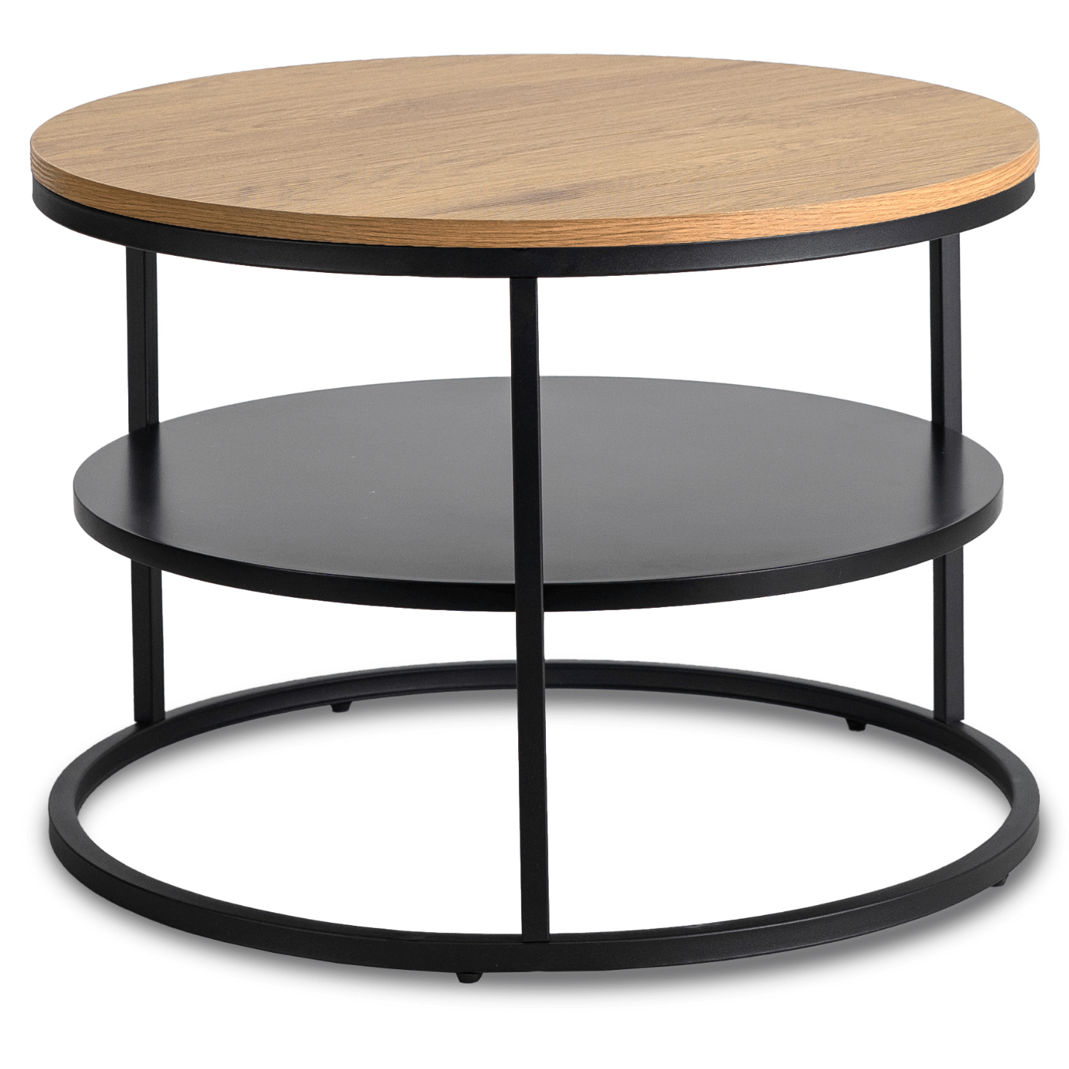 Stolik Kawowy z Półką BEST 70 cm Dąb/Czarny Loftowy ME.BEST/D/CZ/L