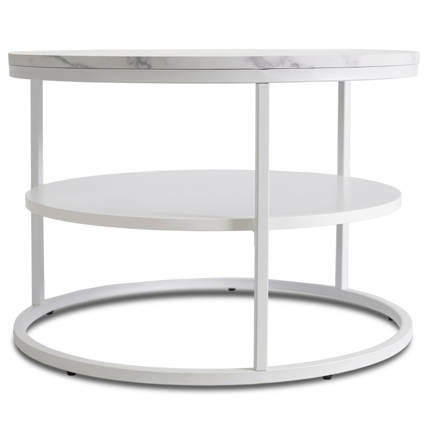 Stolik Kawowy z Półką BEST 70 cm Biały Marmur/Biały Nowoczesny ME.BEST/BM/B/L