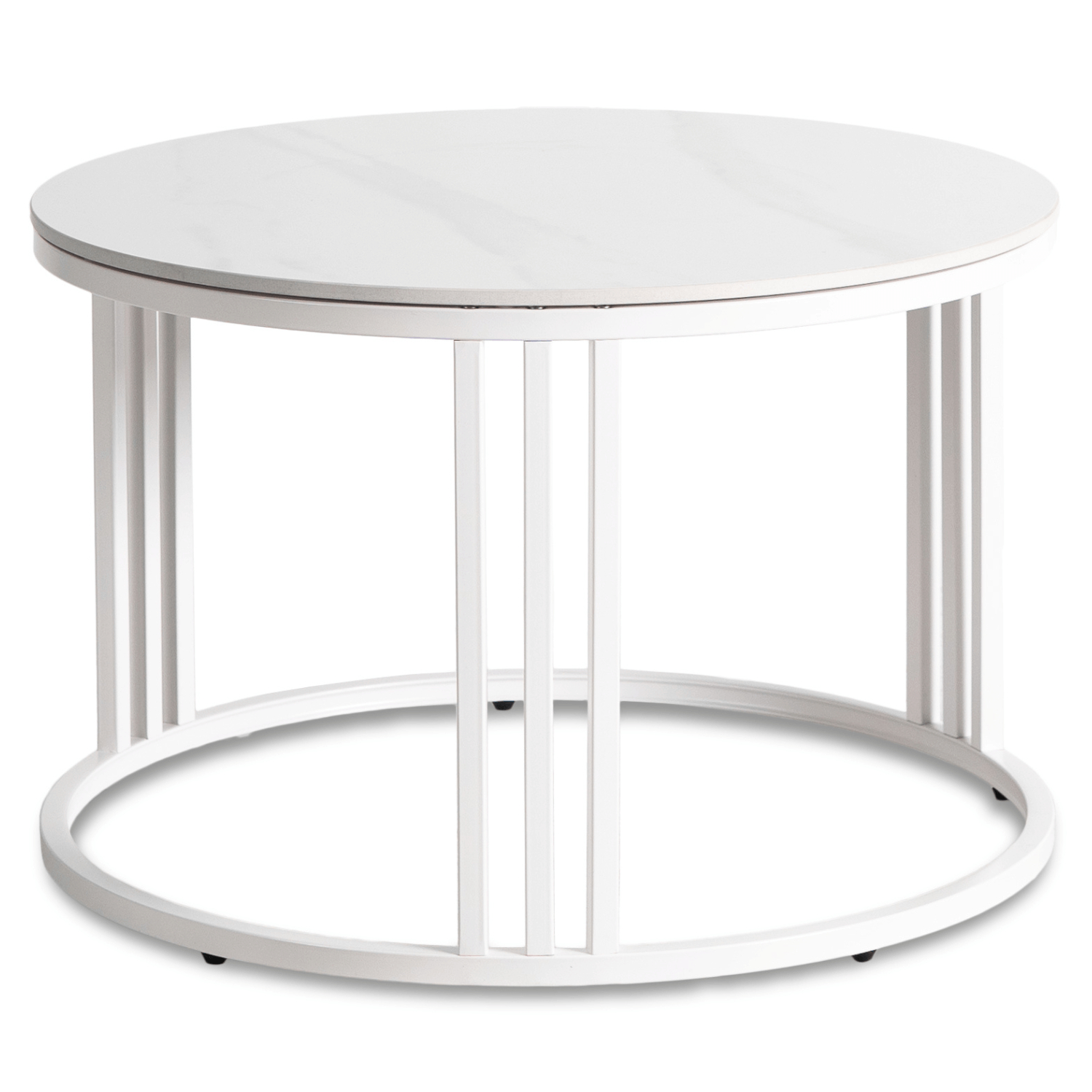 Stolik Kawowy KORIN 70 cm Biały Marmur/Biały Nowoczesny ME.KORIN/B/PL/B/L