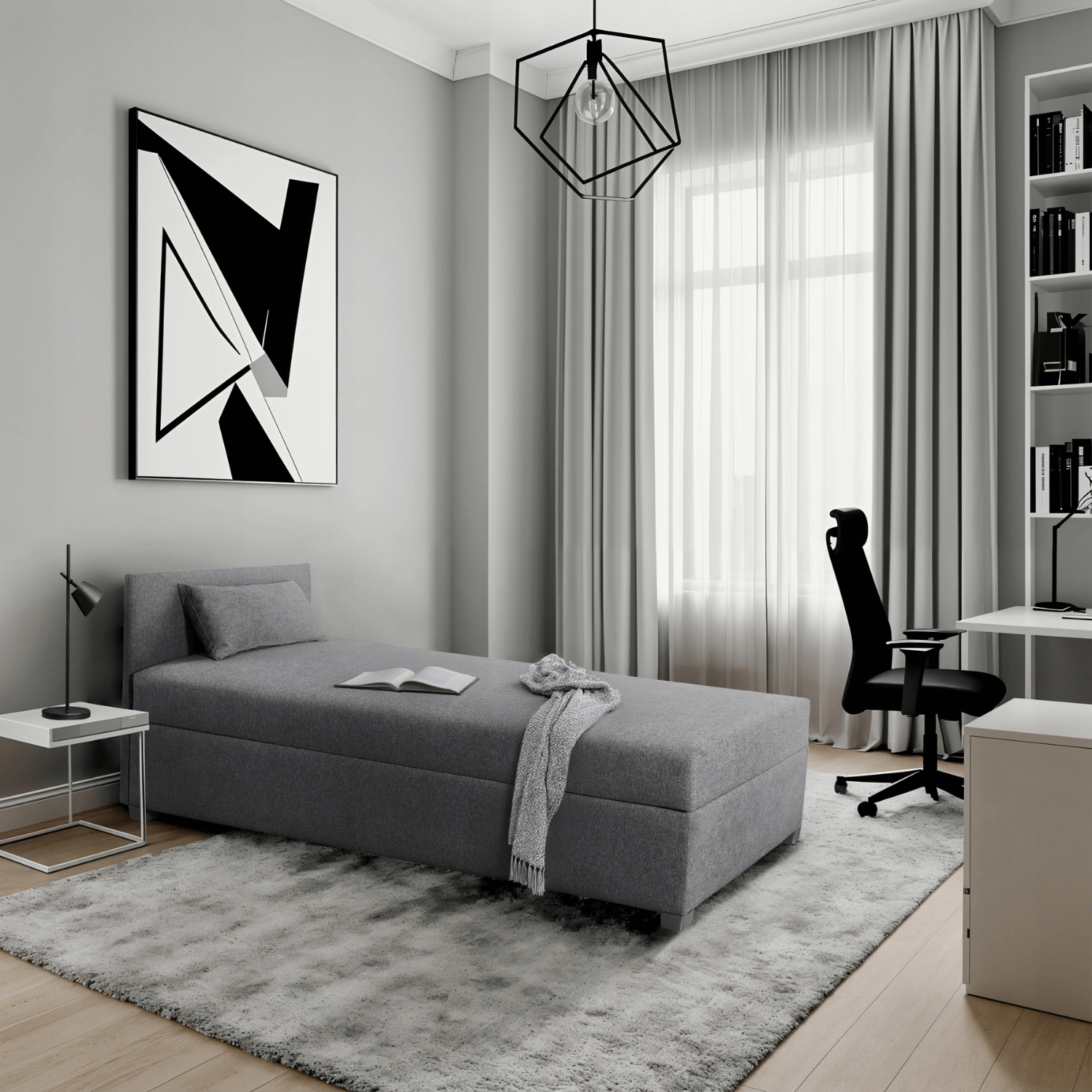 Łóżko Tapczan Młodzieżowe KARO 90x200 cm Szare PPHUE.BARTEK/POLARIS19/WER