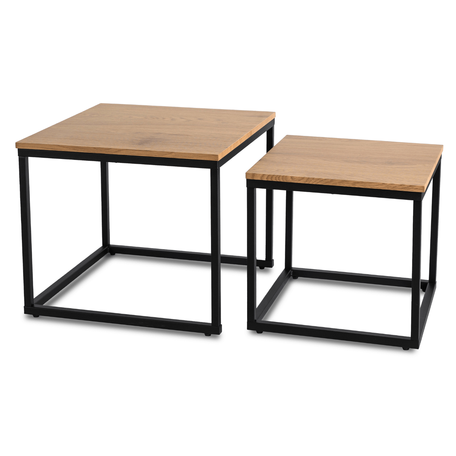 Zestaw Stolików Kawowych CARMI Dąb Złoty/Czarny do Salonu Loft ME.CARMI/DZ/CZ/L