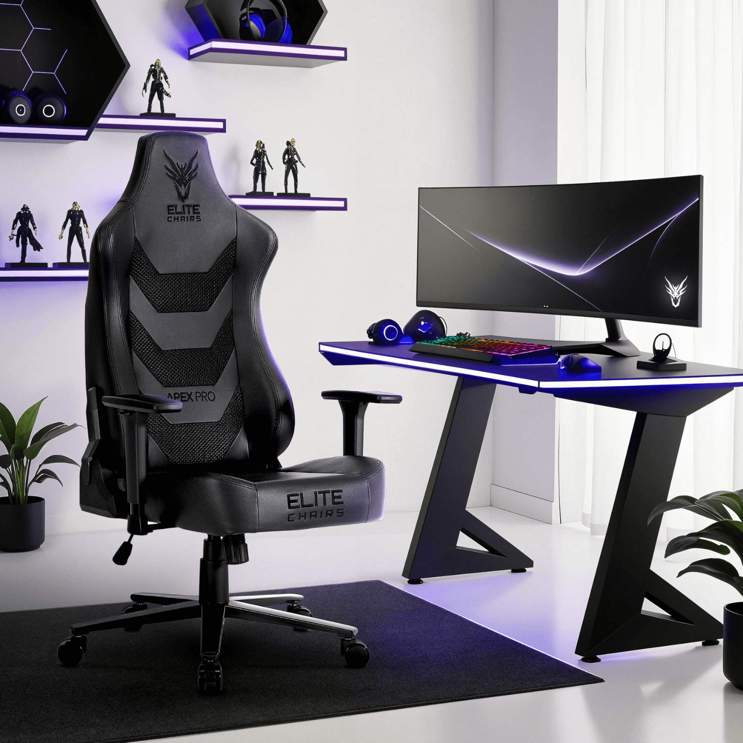 Fotel Gamingowy Obrotowy APEX Czarny Nowoczesny ME.APEX/CZ/E/FO
