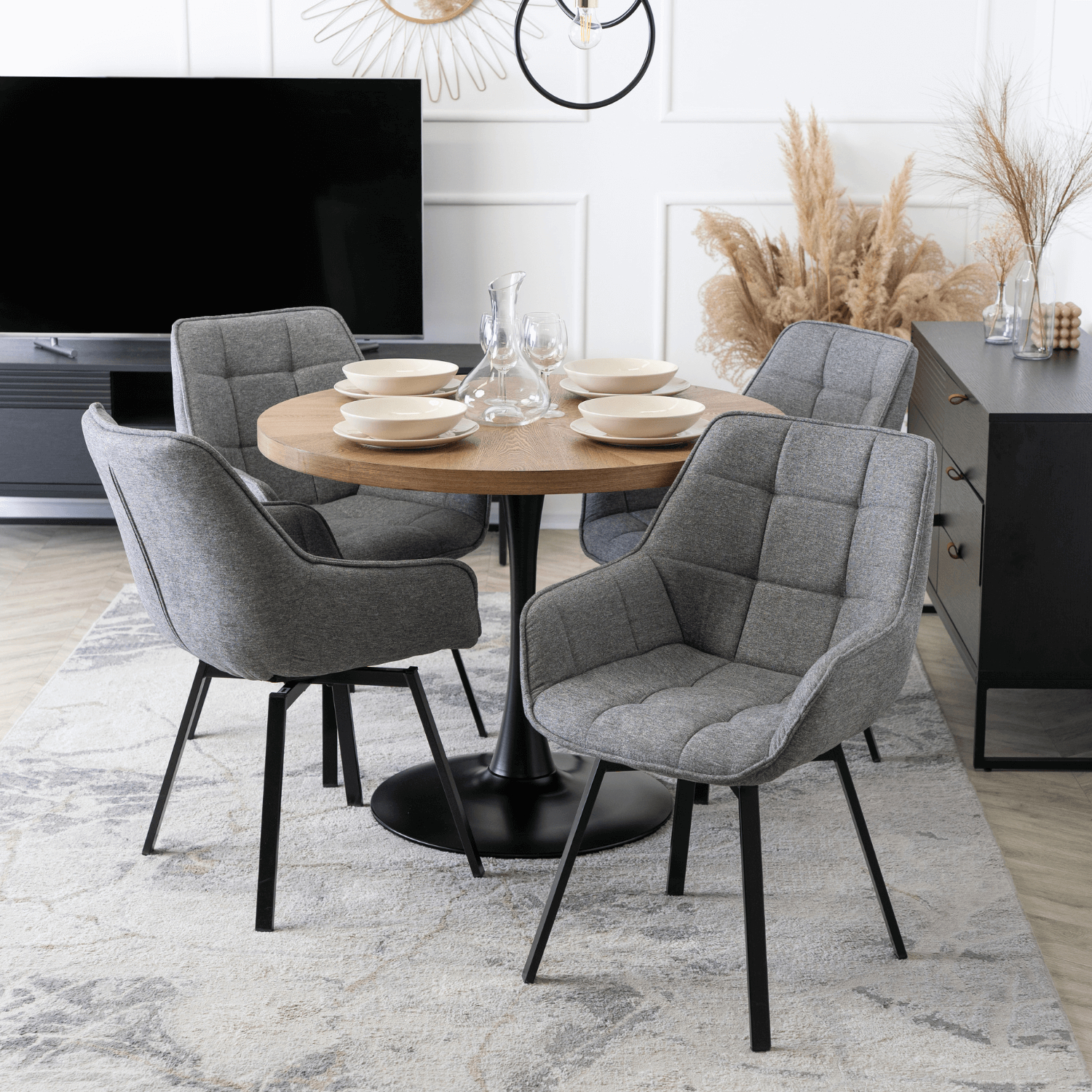 Stół Okrągły LINO 100 cm Orzech/Czarny Nowoczesny Loft ME.LINO/O/S