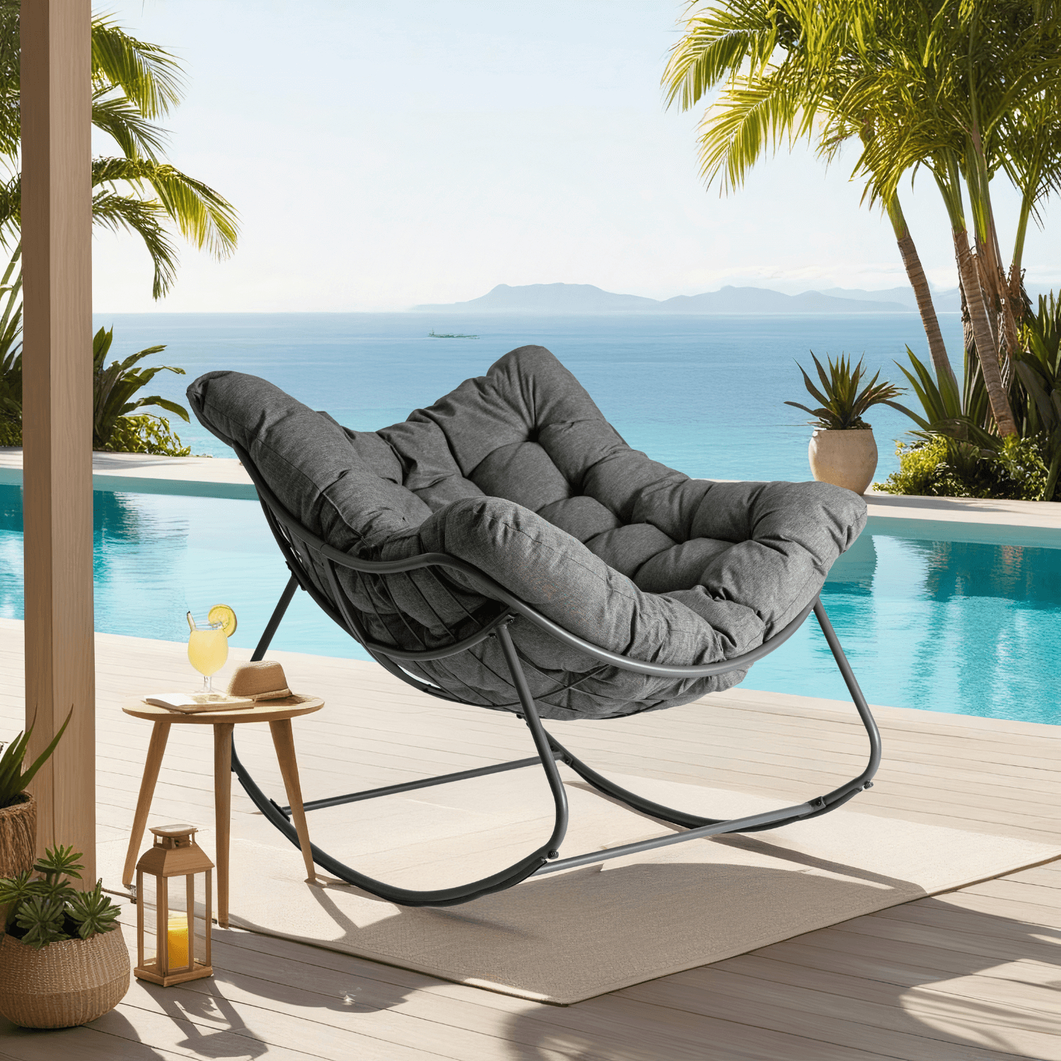 Fotel Bujany Ogrodowy LAREDO na Płozach Wypoczynkowy Szary Nowoczesny ME.LAREDO/P/T/FW