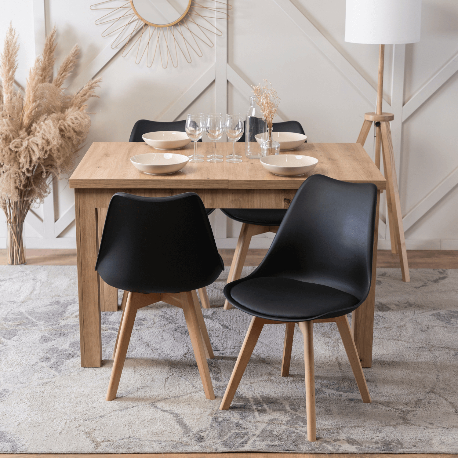 Stół Prostokątny Rozkładany SKUBI 120-160 cm Dąb Artisan Nowoczesny W.SKUBI/DA/S