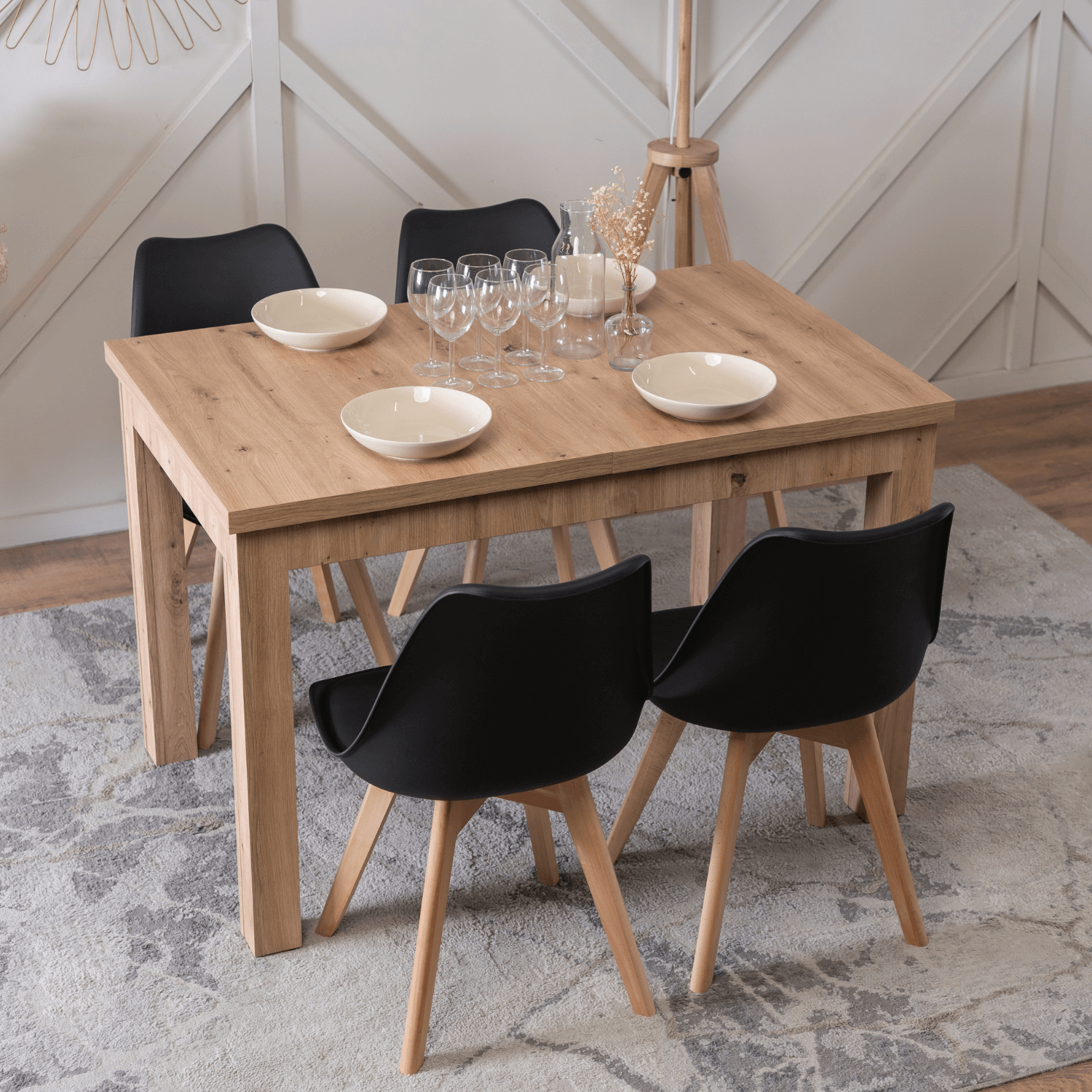 Stół Prostokątny Rozkładany SKUBI 120-160 cm Dąb Artisan Nowoczesny Loft W.SKUBI/DA/S