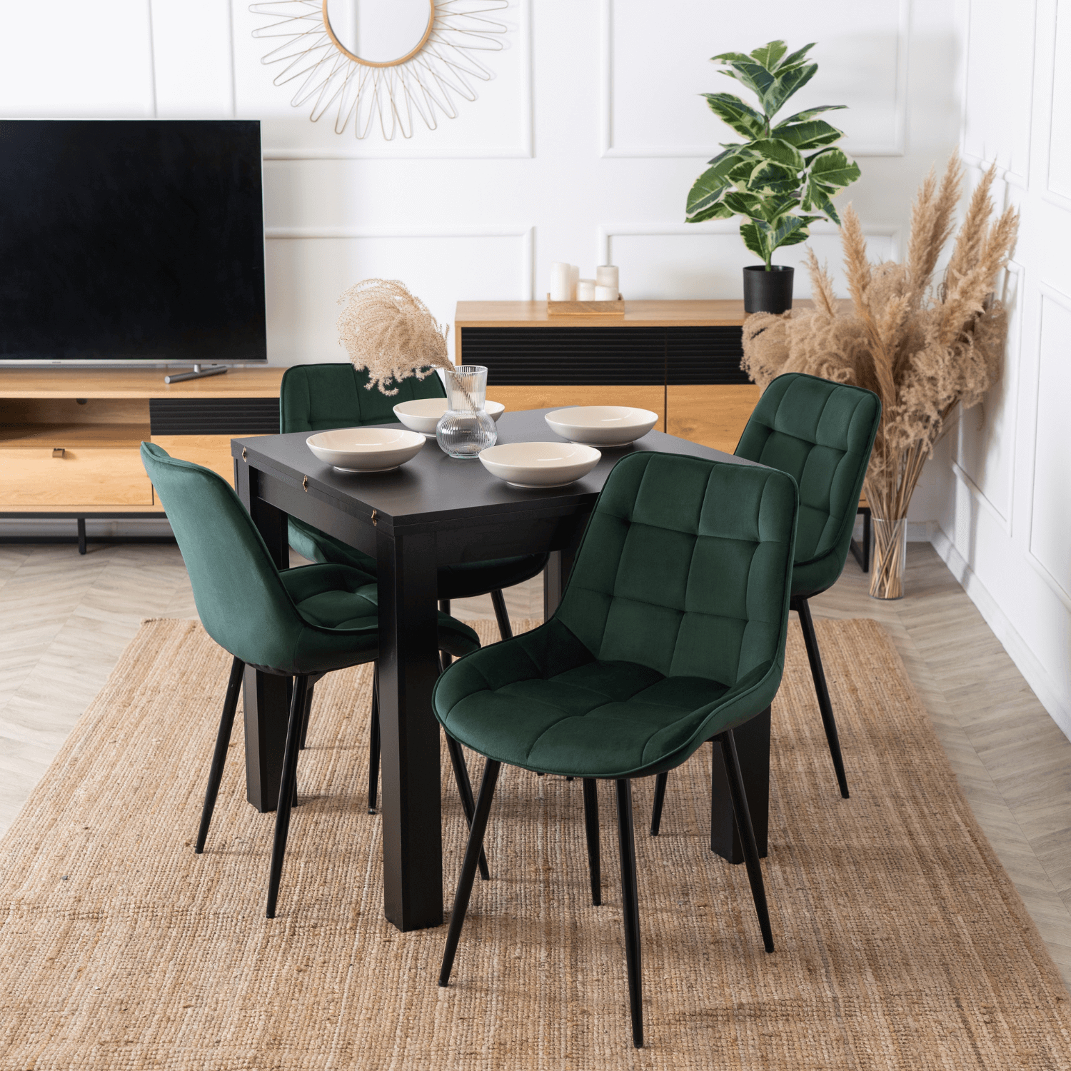 Stół Kwadratowy Rozkładany MAX 80-160 cm Czarny Nowoczesny Loft W.MAX/CZ/S