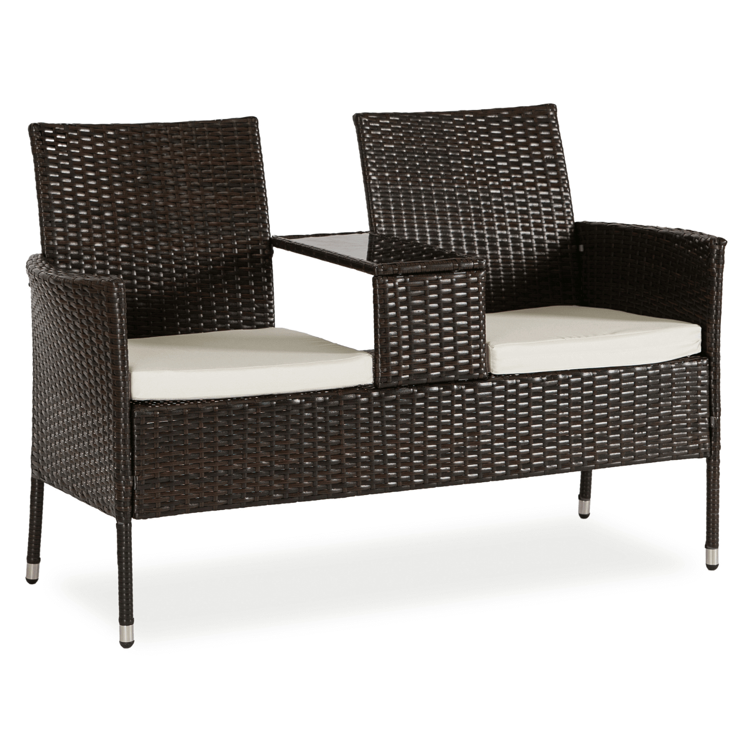 Sofa Ogrodowa Dwuosobowa ze Stolikiem KENT Technorattan Brązowa ME.KENT/BR/RAT/OGR/ZES