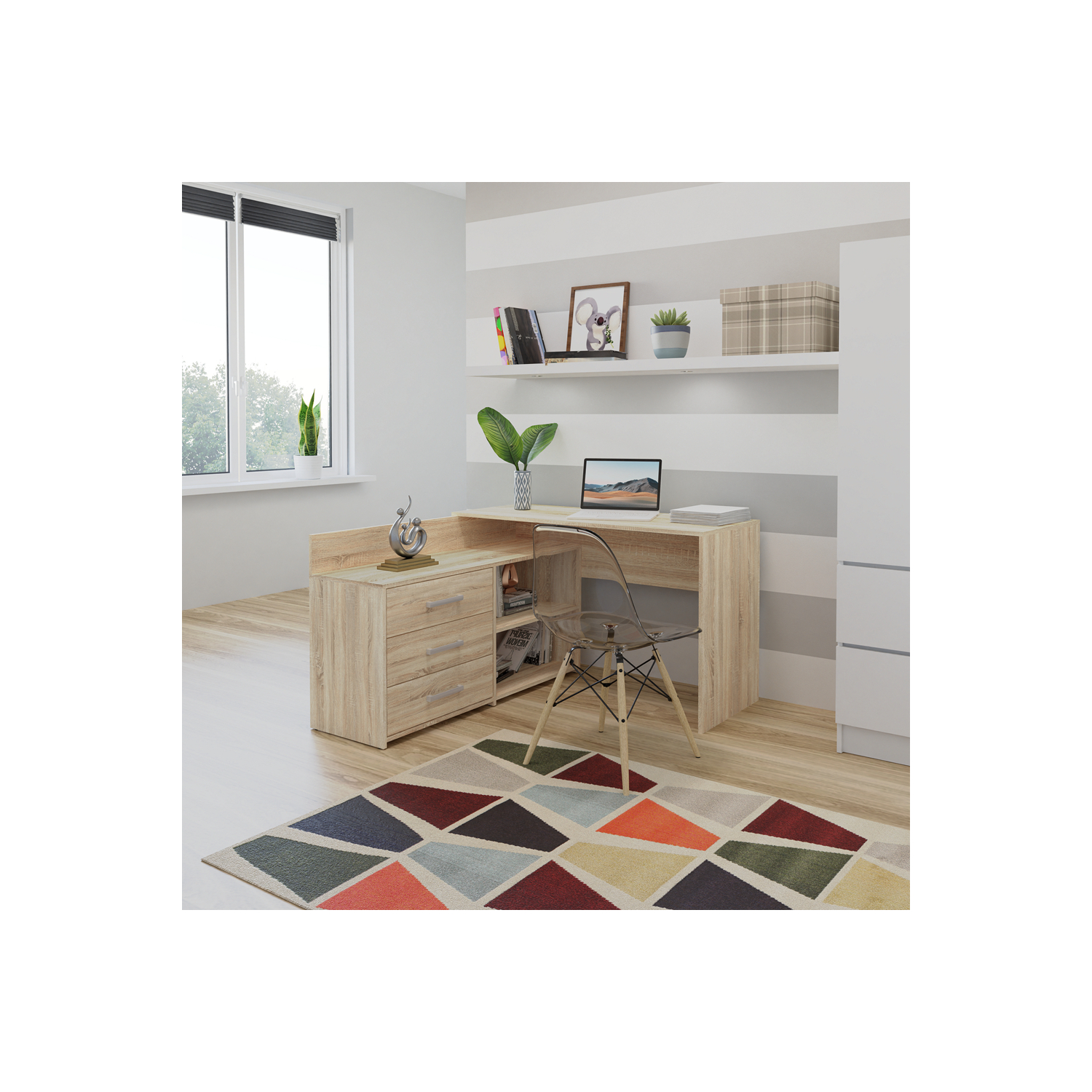 Biurko Komputerowe z Szufladami ZENTI 120 cm Dąb Sonoma Nowoczesne topeshop.651281e2-310d-45c9-a1d7-c4a439023482