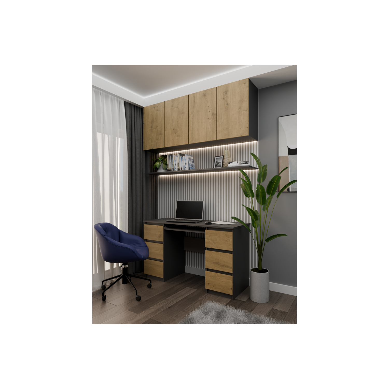 Biurko Komputerowe z Szufladami VORO 130 cm Dąb Artisan/Antracyt Loft topeshop.556ee14f-d58f-4cf2-a6e6-1f0ec4b3d3f7
