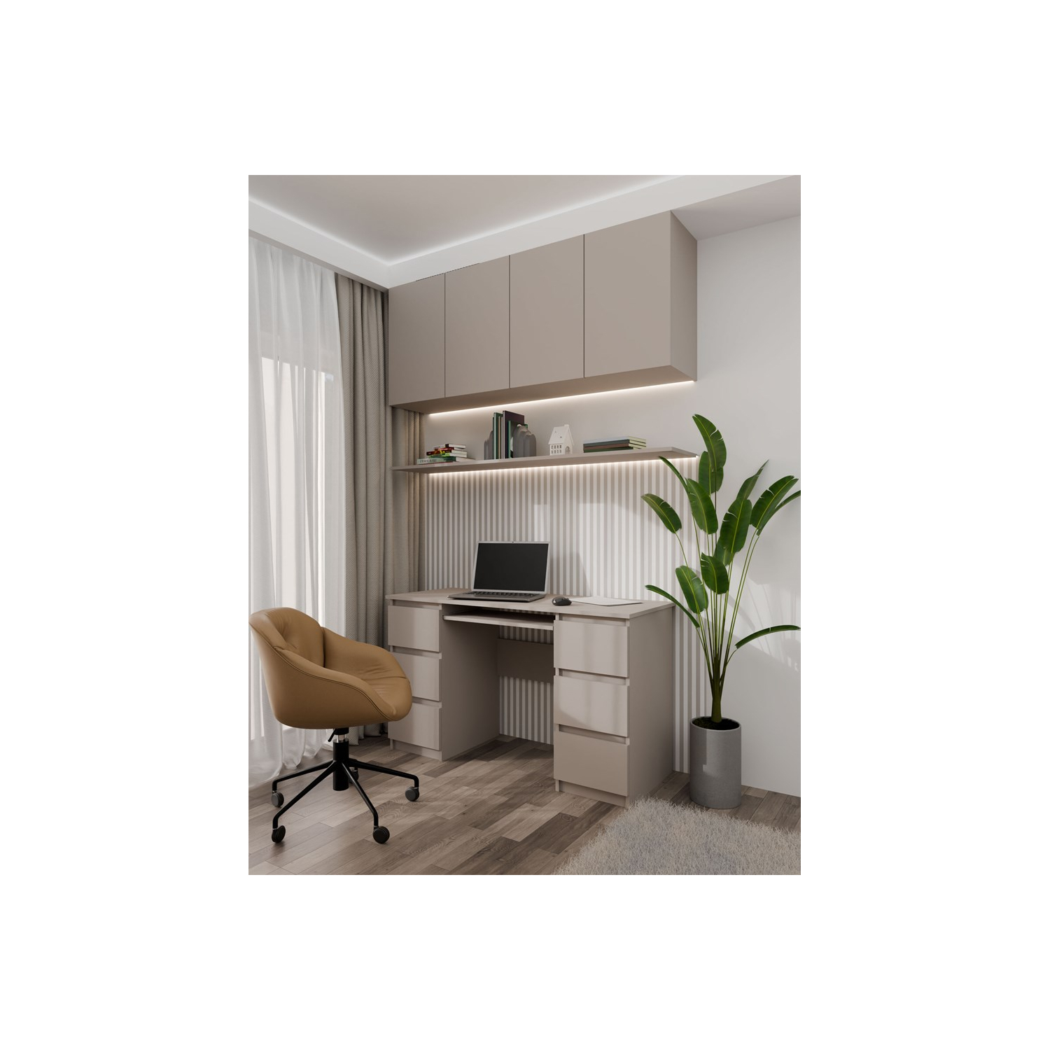 Biurko Komputerowe z Szufladami VORO 130 cm Glina Nowoczesne topeshop.f281c22e-f0dd-463a-b62d-24d261eeb36f
