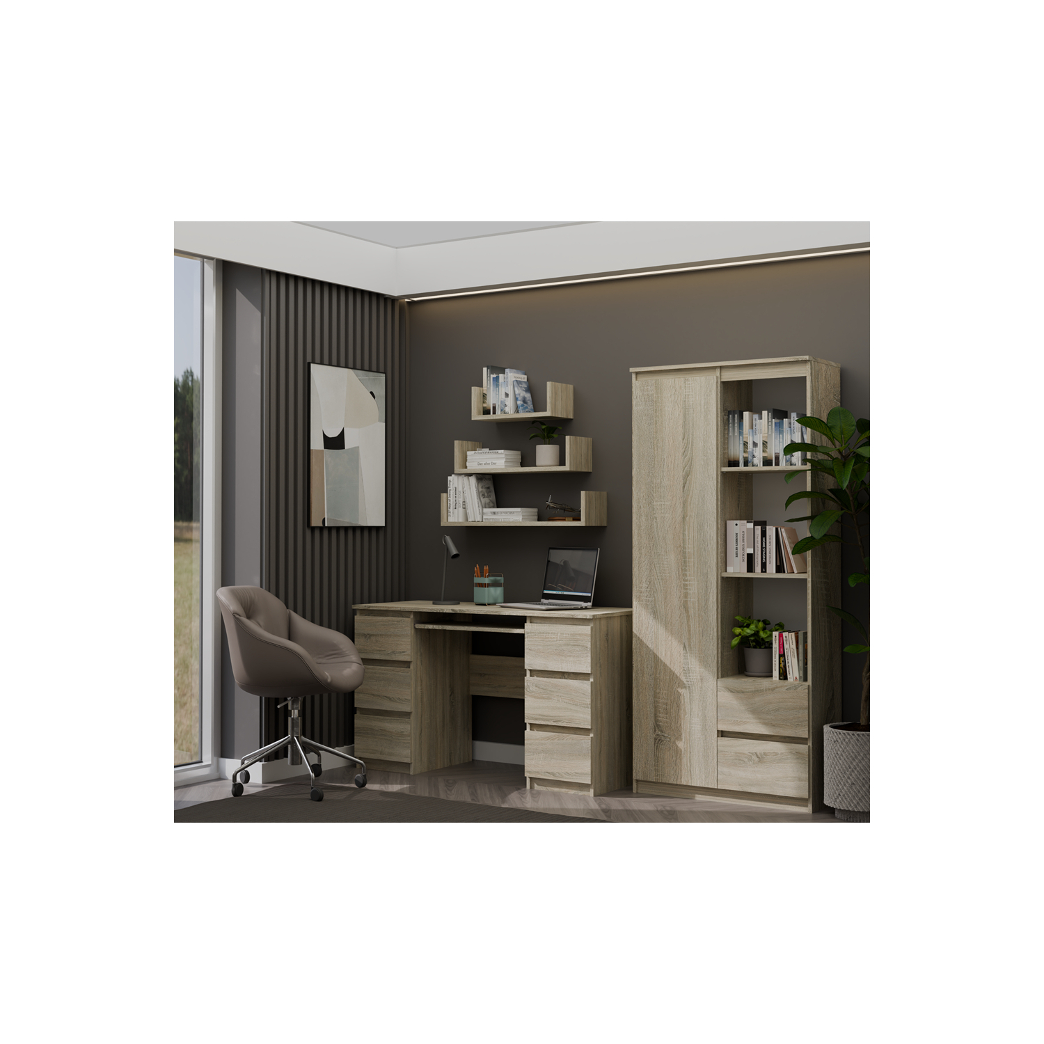Biurko Komputerowe z Szufladami VORO 130 cm Dąb Sonoma Nowoczesne topeshop.f3a1467b-c0de-4241-9937-fdc6d98360ab