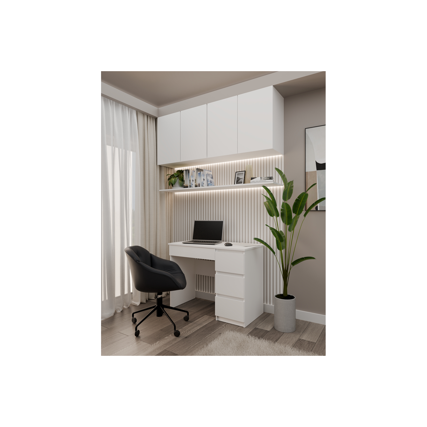 Biurko Komputerowe z Szufladami LOXEN 98 cm Białe Prawostronne Minimalistyczne topeshop.b7403d75-f12a-4133-a5b3-38235d5de04d