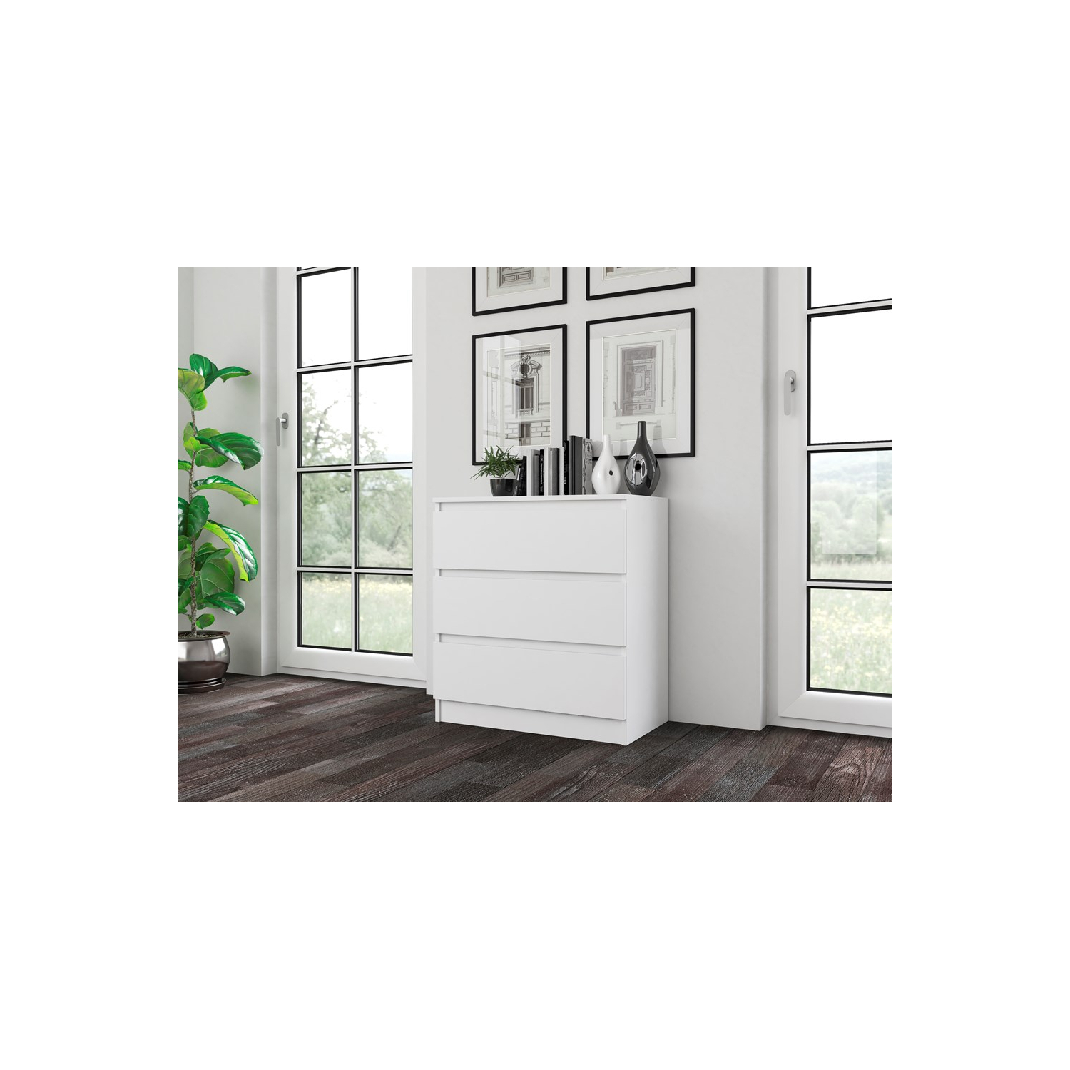 Komoda do Salonu NELA M3 70 cm Biała z Trzema Szufladami Nowoczesna topeshop.3941c9cc-a16b-47d5-86b2-32e81599c2ca