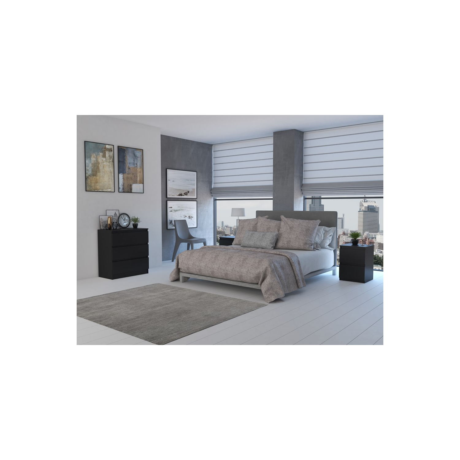 Komoda do Salonu NELA M3 70 cm Czarna z Trzema Szufladami Nowoczesna Loft topeshop.8eae8e5f-b9a3-4b3c-8f02-6cce21f604dc