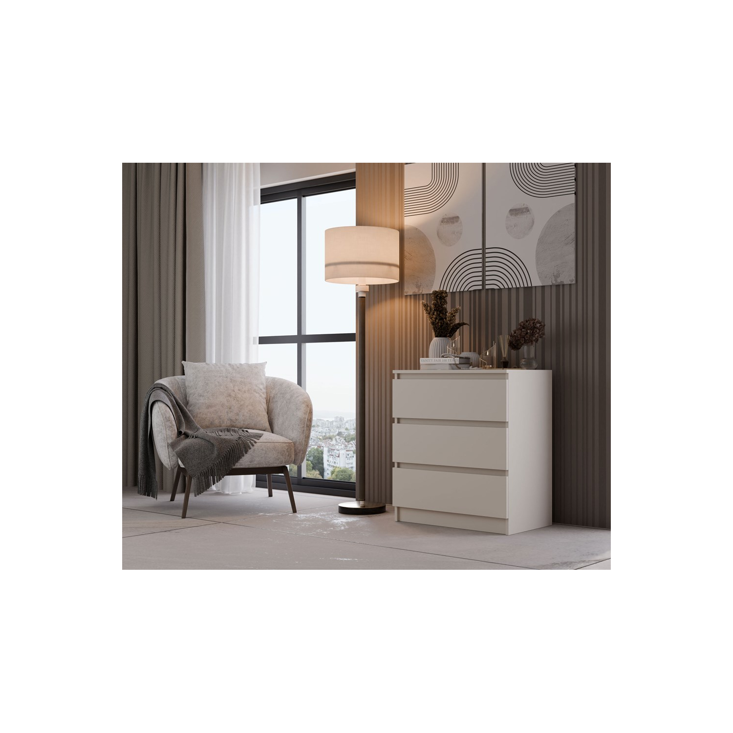 Komoda do Salonu NELA M3 70 cm Kaszmir z Trzema Szufladami Nowoczesna topeshop.a34cfb8d-d3f6-4097-ad7d-731d4938d057