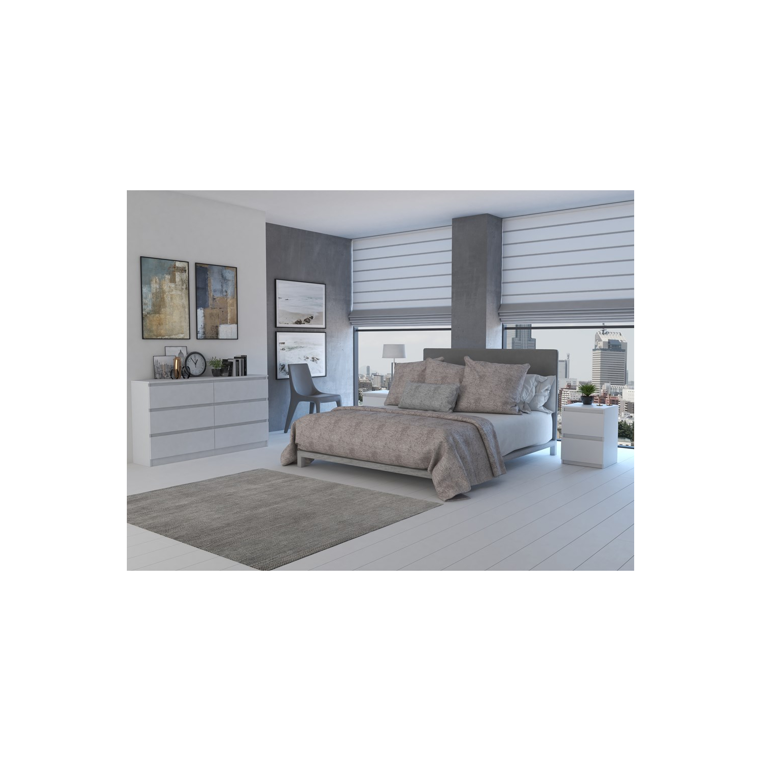 Komoda do Salonu NELA M6 138 cm Biała z Sześcioma Szufladami Nowoczesna topeshop.c336207f-9b13-4603-a784-5929cecbfc5c