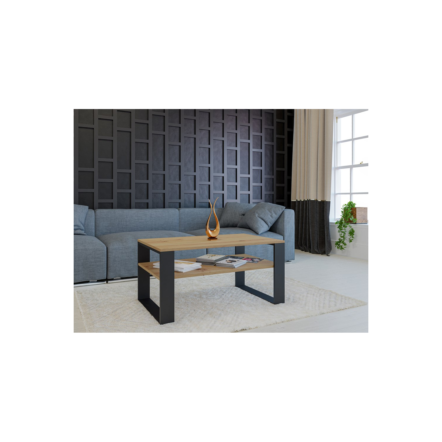 Ława do Salonu LOXA 1P 90 cm Dąb Artisan/Czarny Loft topeshop.2d2249d3-3f4b-4aec-830c-f405a936a8d7