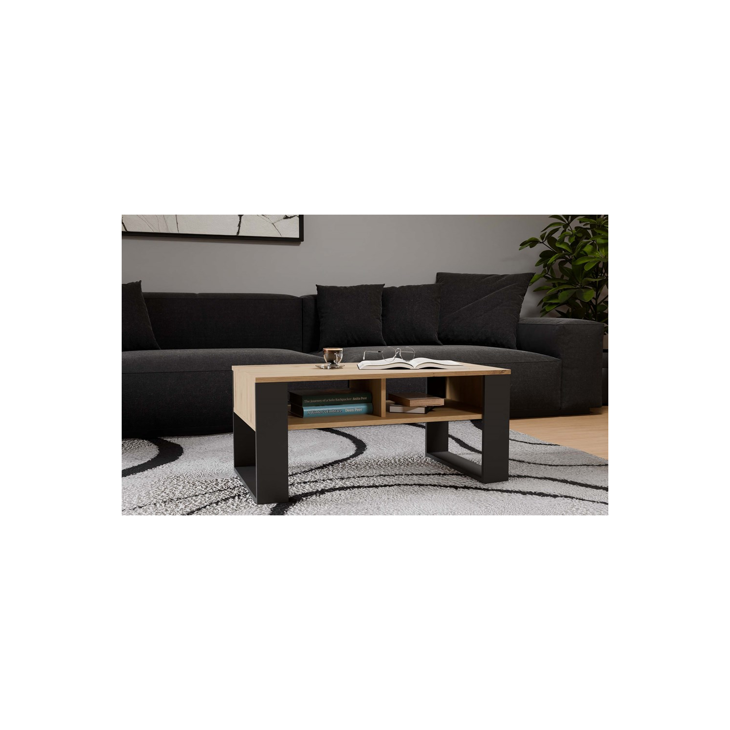 Ława do Salonu LOXA 2P 90 cm Dąb Artisan/Antracyt Loft topeshop.f15b8664-74ff-4dd5-af99-62bf80c41b81