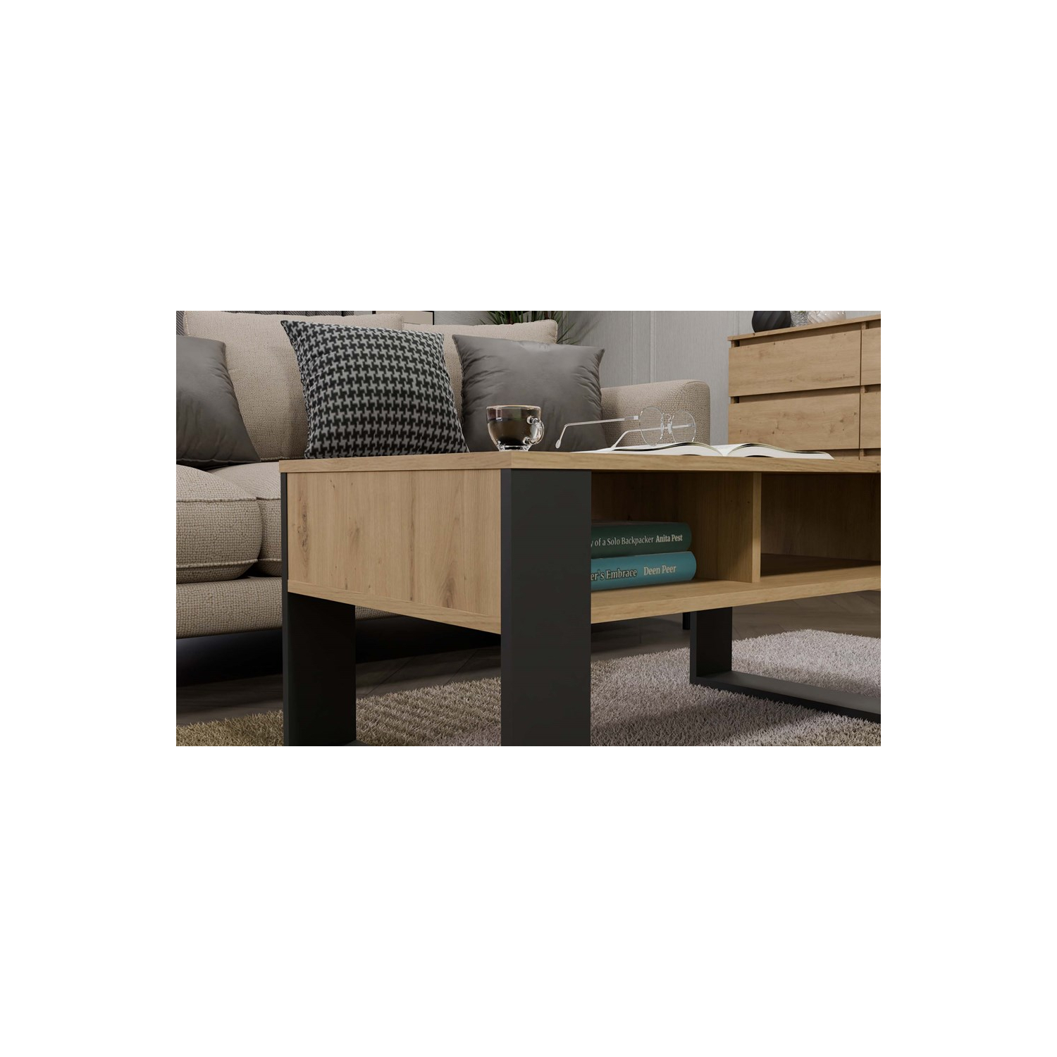 Ława do Salonu LOXA 2P 90 cm Dąb Artisan/Antracyt Loft topeshop.f15b8664-74ff-4dd5-af99-62bf80c41b81