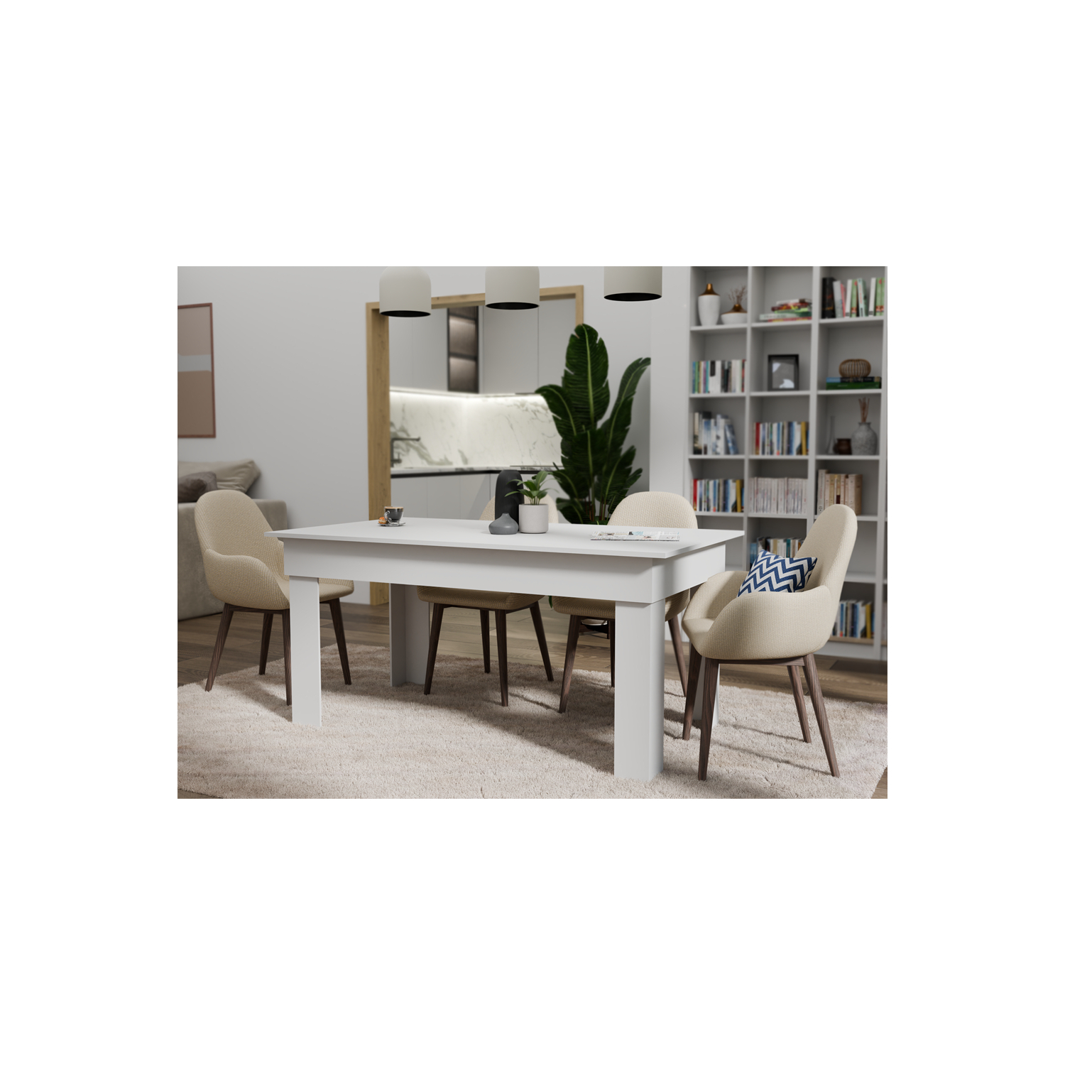 Stół Prostokątny LENA 160 cm Biały do Jadalni Minimalistyczny topeshop.fe34a35b-8c54-4600-ab36-b9e4e693156c