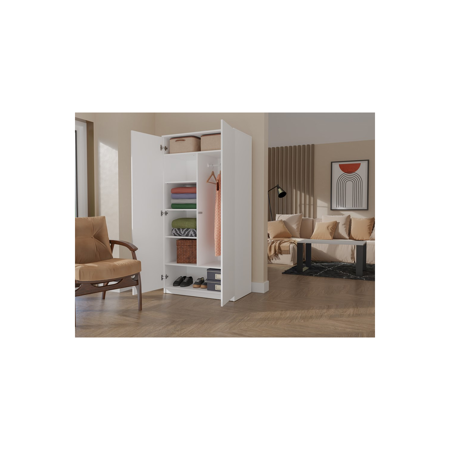 Szafa Dwudrzwiowa NELA SD 90 cm Biała Nowoczesna topeshop.4b4eca85-3852-45e2-8515-77ca24a3707a