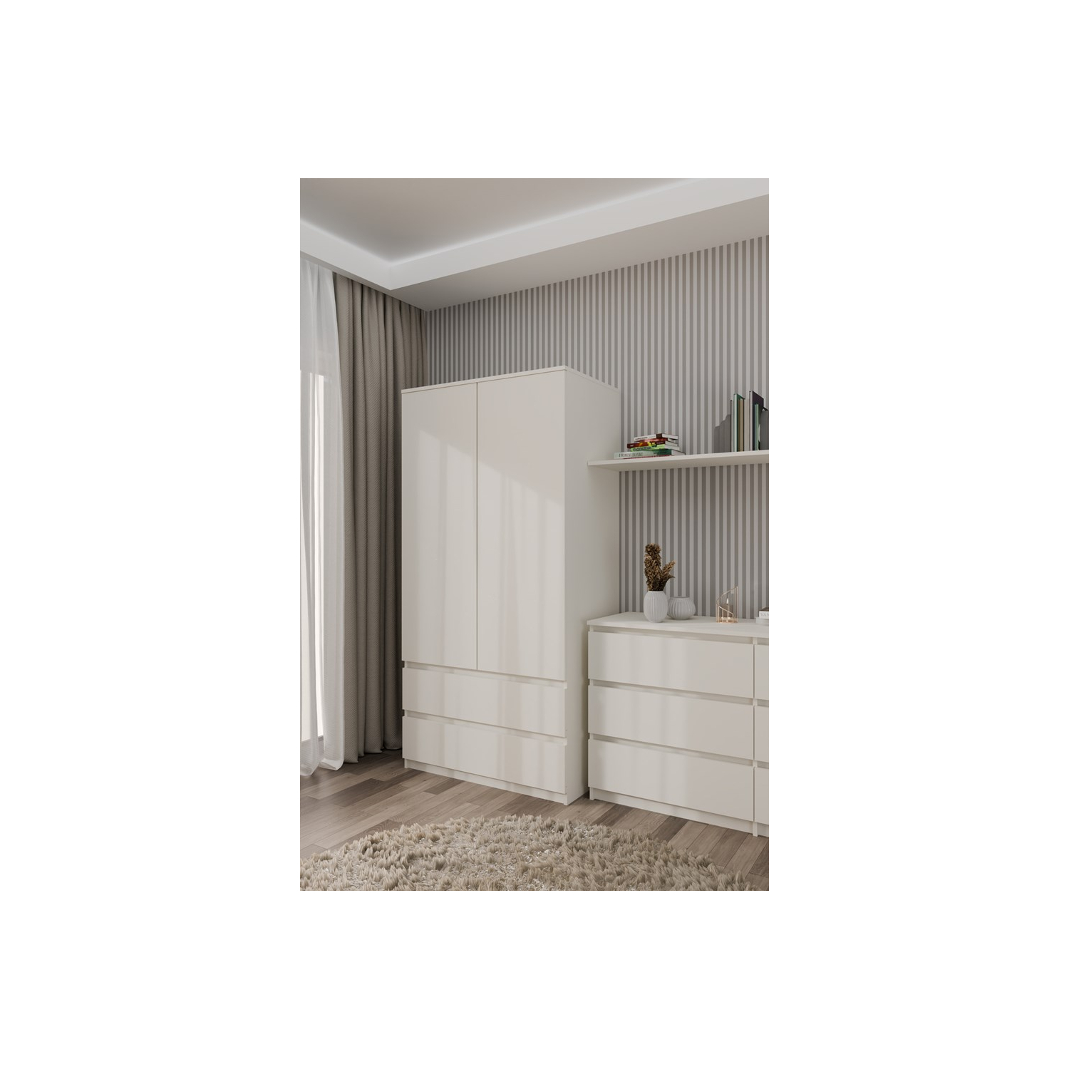 Szafa Dwudrzwiowa NELA SS 90 cm Kaszmir z Szufladami Nowoczesna topeshop.3fea8ba3-931d-4347-a115-8ff3e7b57f7b
