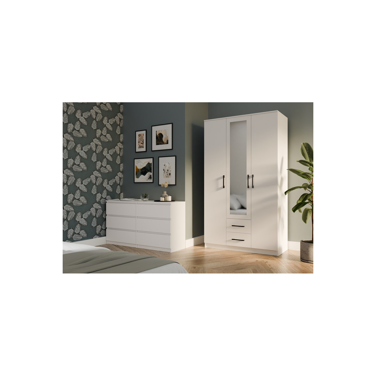 Szafa Trzydrzwiowa TALIA 120 cm Biała z Lustrem i Szufladami Nowoczesna topeshop.ceae6213-5ce6-4e4e-8139-36f5390d6e5f