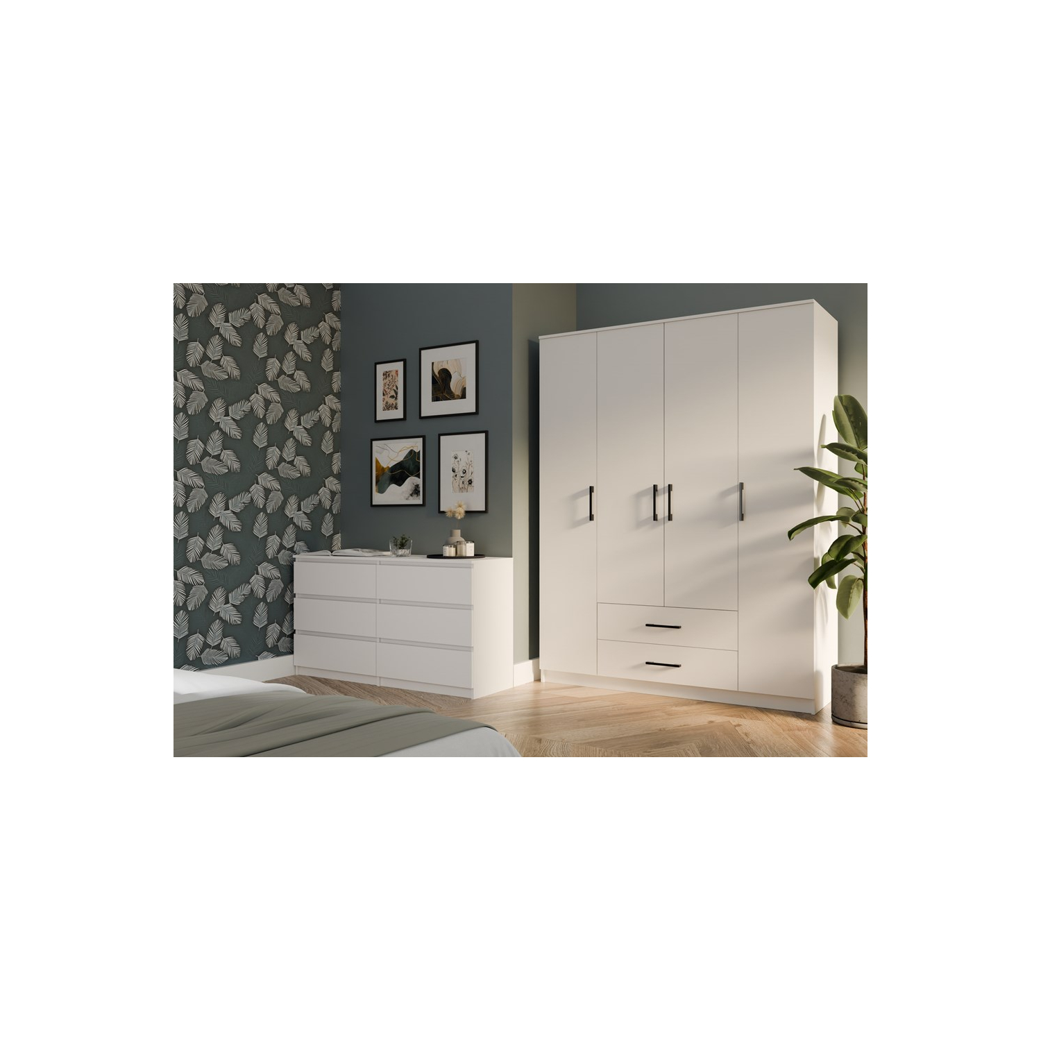 Szafa Czterodrzwiowa TALIA 160 cm Biała z Szufladami Minimalistyczna topeshop.84f4b984-6399-4bb3-b8c5-27c9811814c1