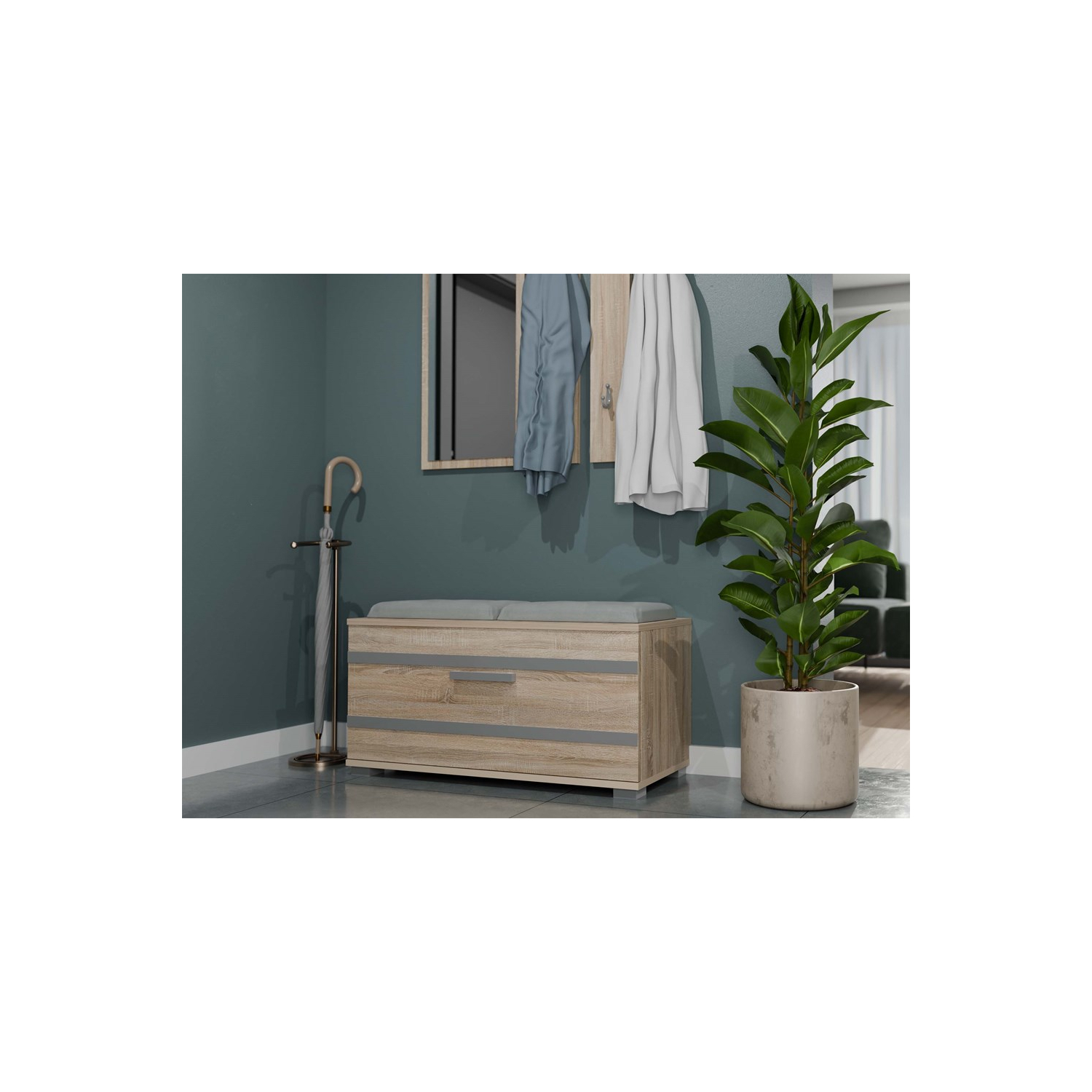 Szafka na Buty do Przedpokoju ARVO 85 cm Dąb Sonoma z Siedziskiem Nowoczesna topeshop.187c2d59-30de-4a8f-ab5a-c158b163e409