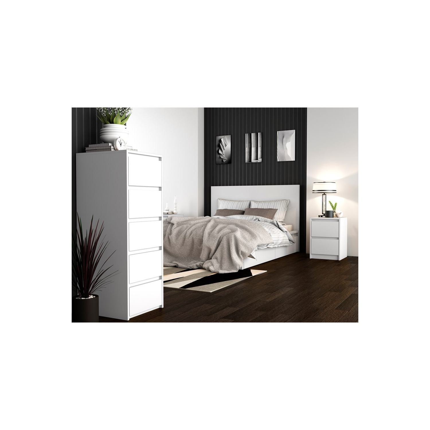 Szafka Nocna z Szufladami do Sypialni VITA K2 40 cm Biała Nowoczesna topeshop.b17063ea-7fcf-473e-8e7a-a0bb411d837e