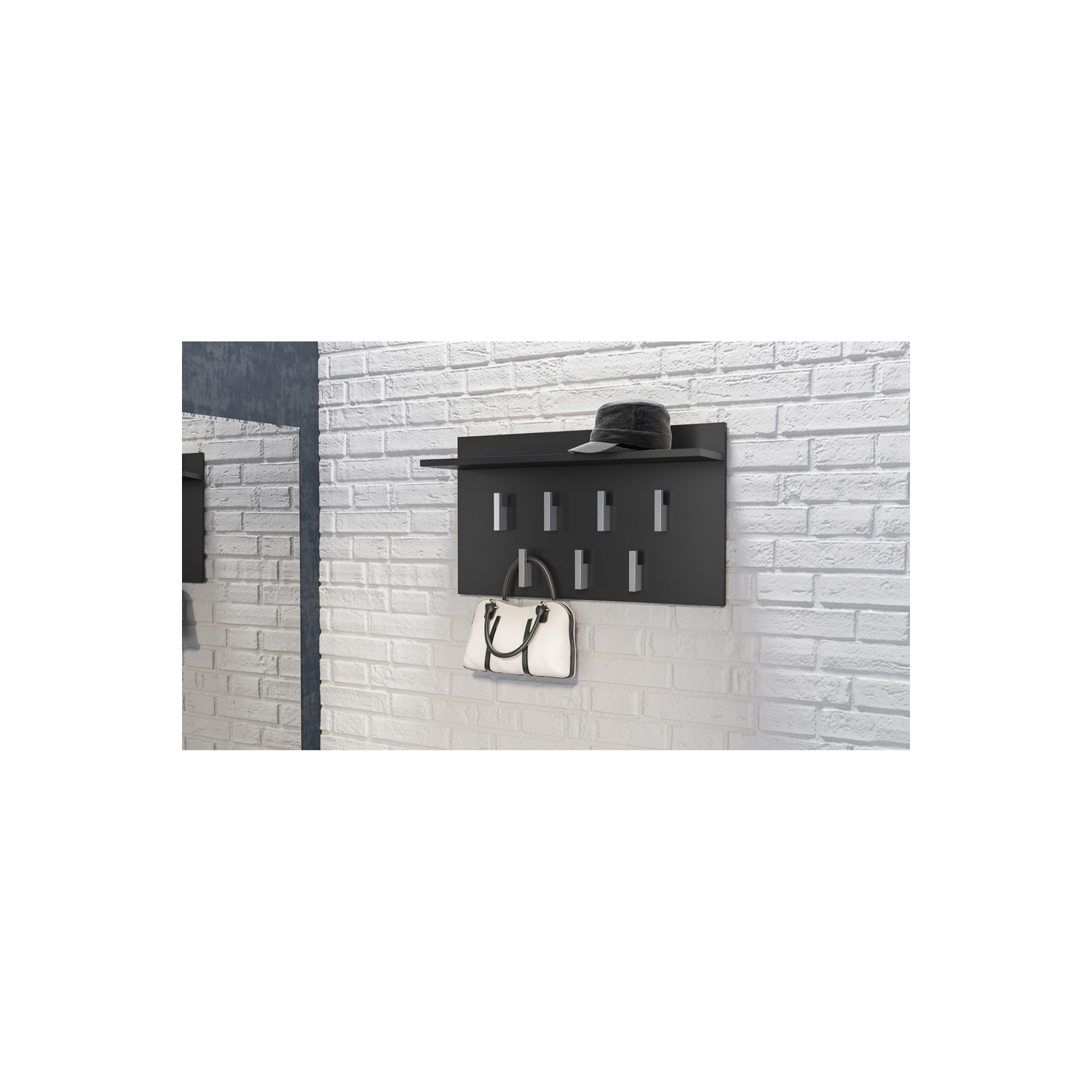 Wieszak do Przedpokoju MALYA 70 cm z Półką Czarny Nowoczesny topeshop.0566ceca-88e5-4047-bf87-b38a57f04288