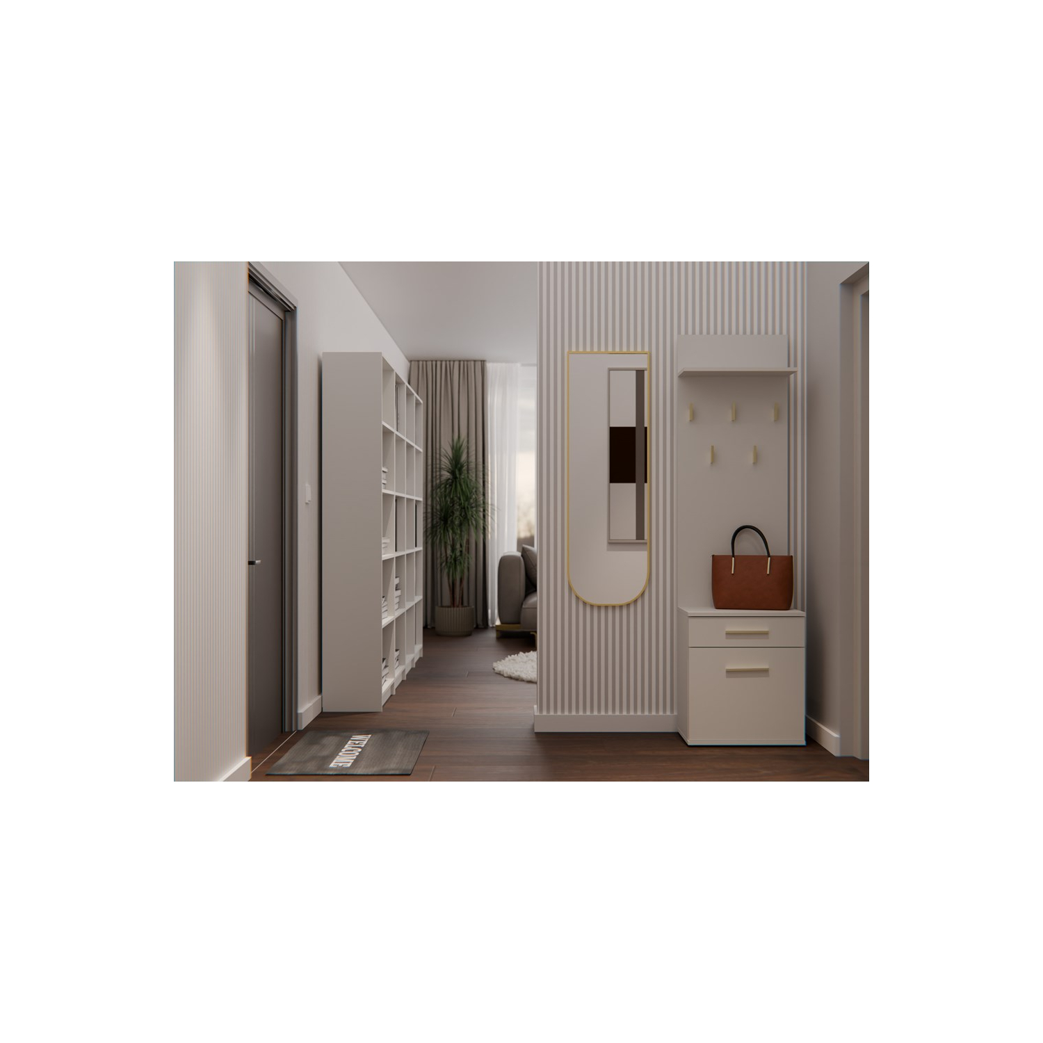 Wieszak do Przedpokoju TERRA 50 cm z Szufladą i Szafką na Buty Kaszmir Nowoczesny topeshop.ca4be0f4-e8e9-409a-ac20-6f97419c5759