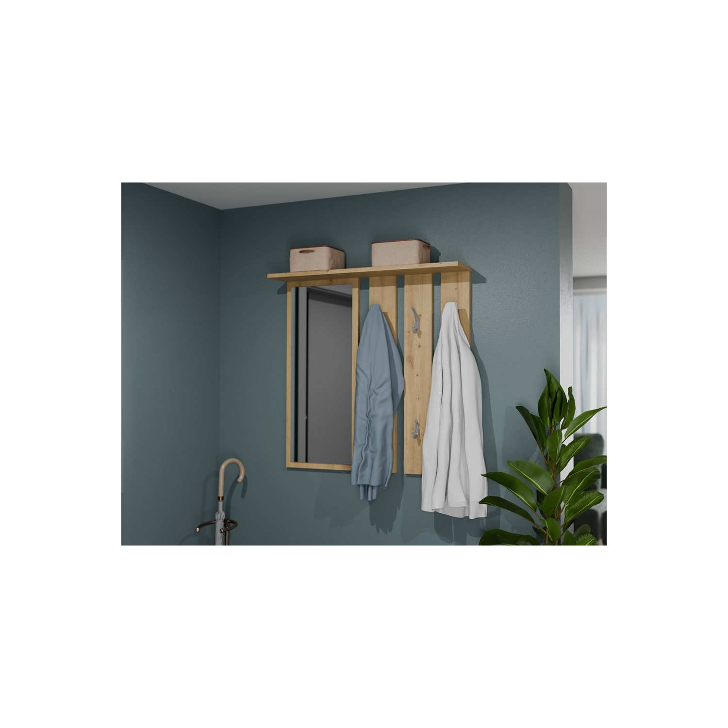 Wieszak do Przedpokoju ARVO 85 cm z Lustrem Dąb Artisan Loft topeshop.921acf25-59d8-4da2-9b26-7f1660f6e914