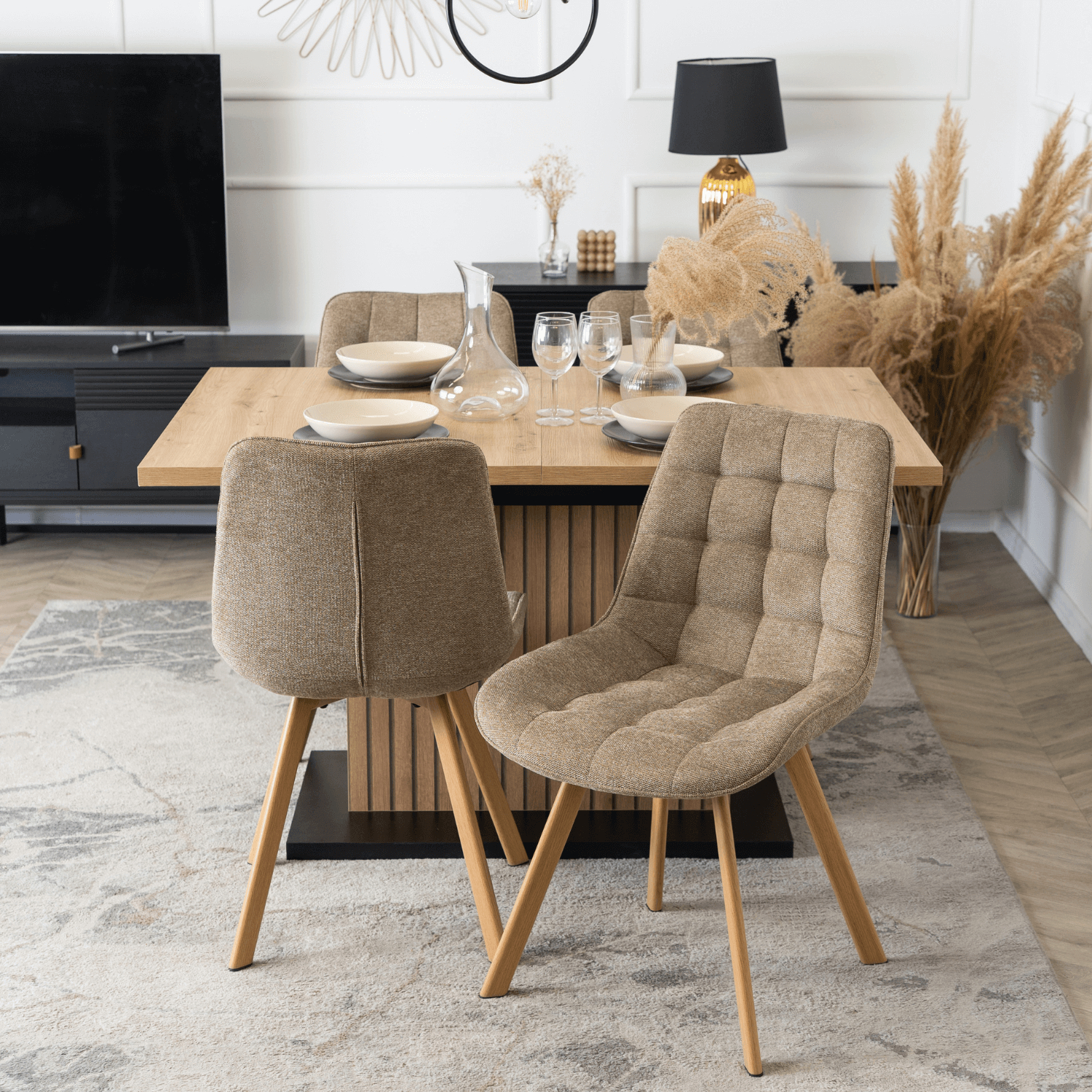 Zestaw 4x Krzesło Tapicerowane do Salonu KATHY Beżowe Nowoczesne Skandynawskie KATHY/BZ/D/T/Z4/K