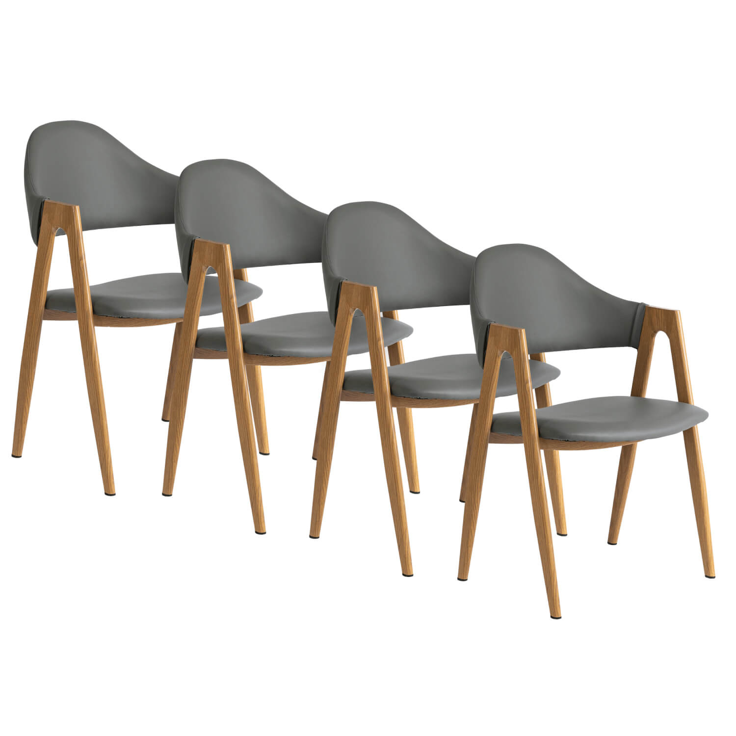 Zestaw 4x Krzesło Tapicerowane do Salonu WILLY Szare Ekoskóra Nowoczesne Loft WILLY/P/E/Z4/K