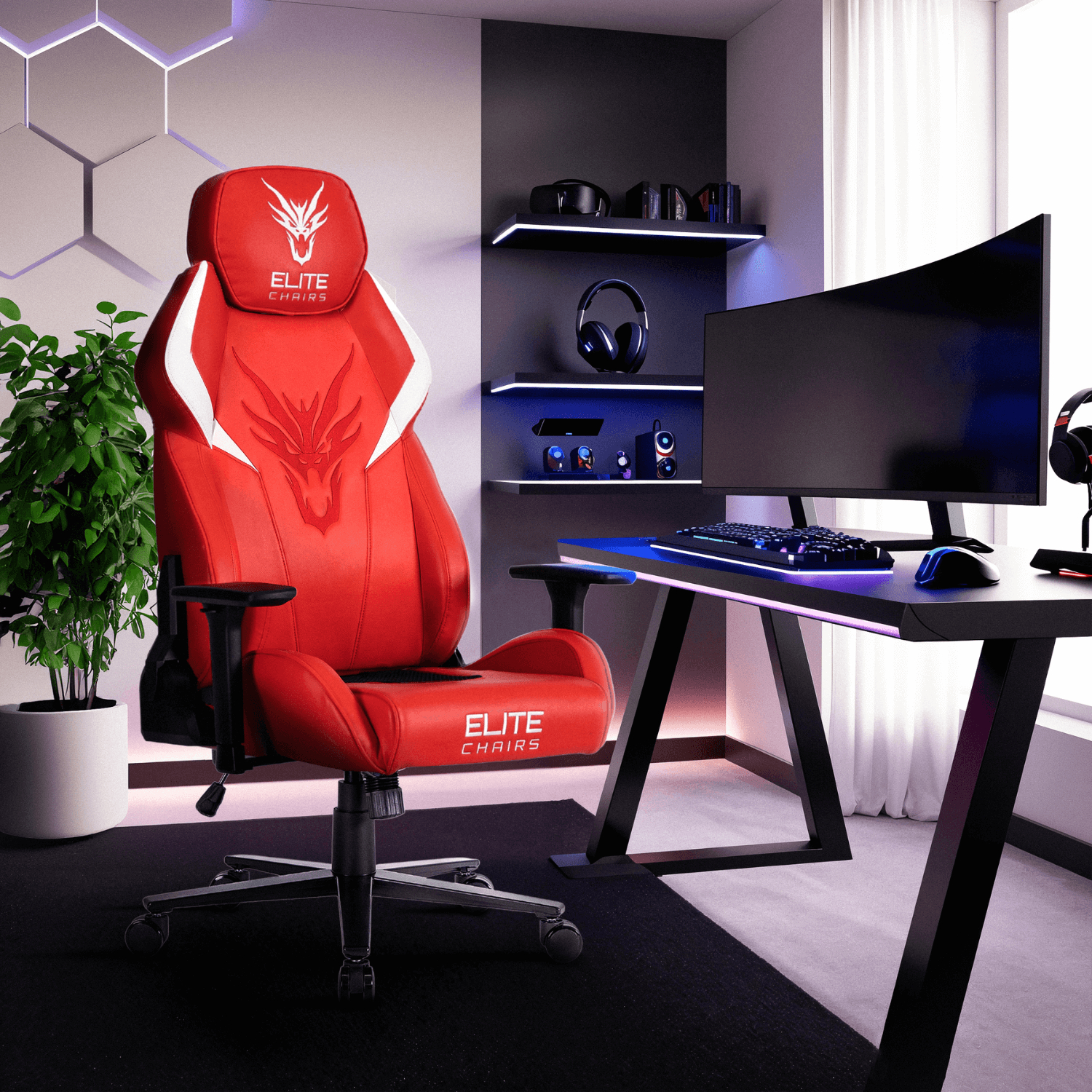 Fotel Gamingowy Obrotowy NEXON Czerwony Nowoczesny ME.FURY/CZR/E/T/FO