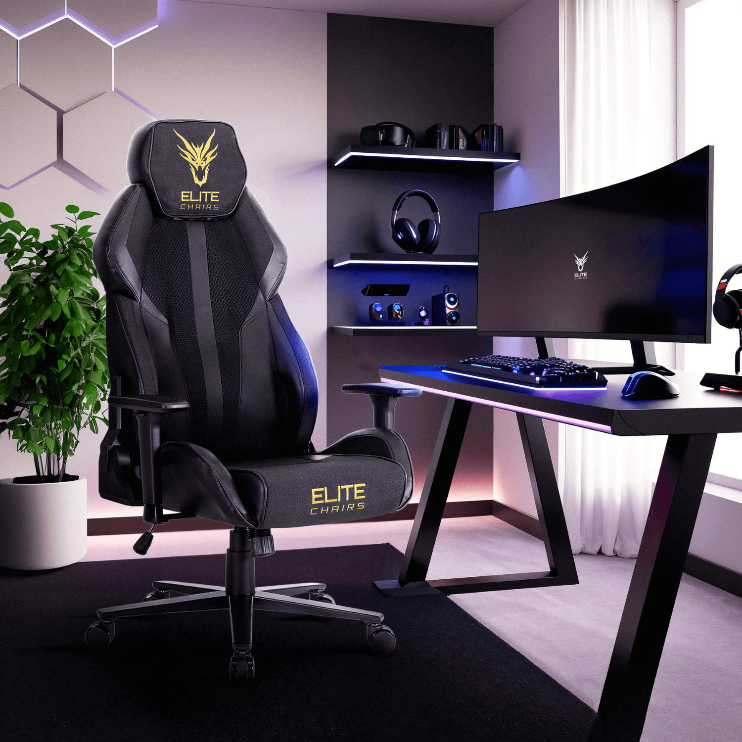 Fotel Gamingowy Obrotowy NEXON Czarny/Żółty Nowoczesny ME.FURY/CZ/ZO/E/T/FO