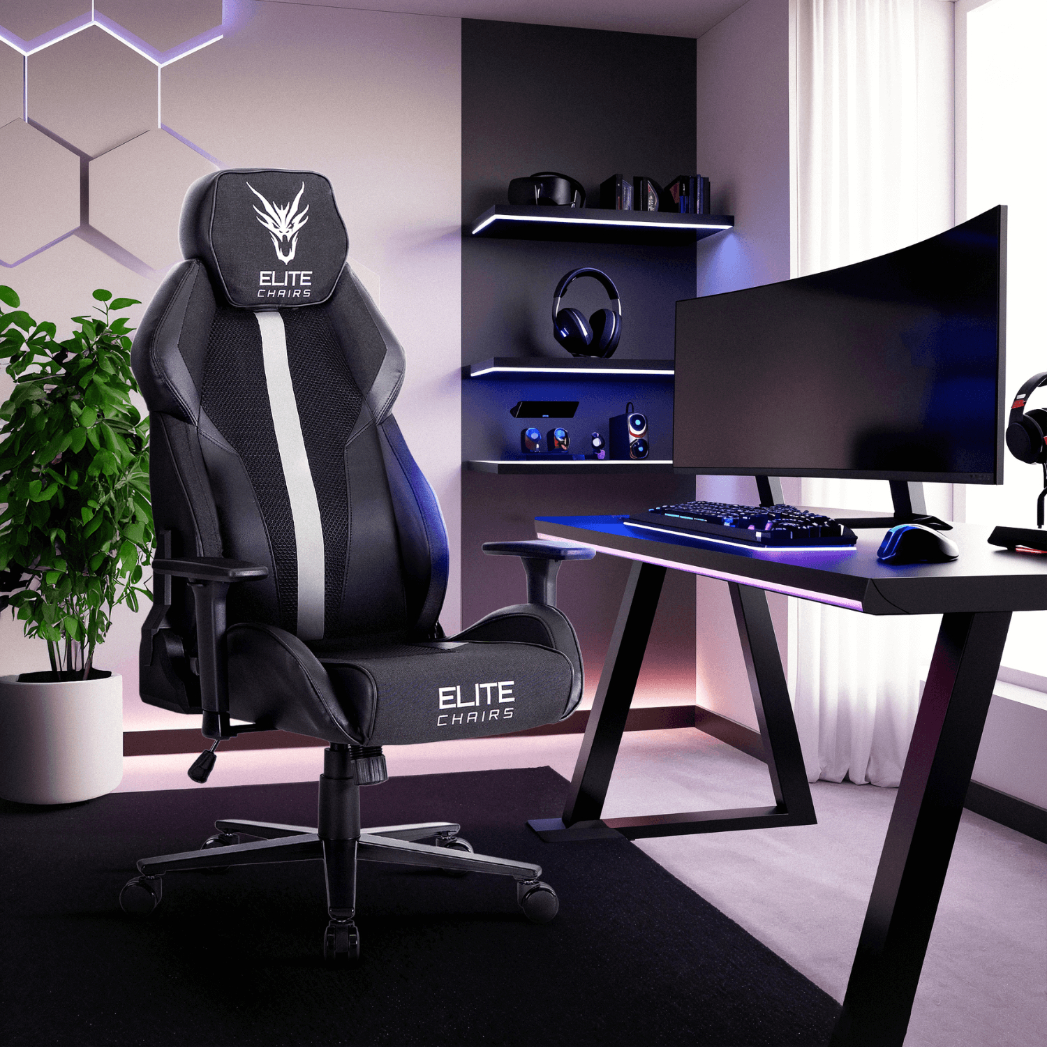 Fotel Gamingowy Obrotowy NEXON Czarny/Biały Nowoczesny ME.FURY/CZ/B/E/T/FO
