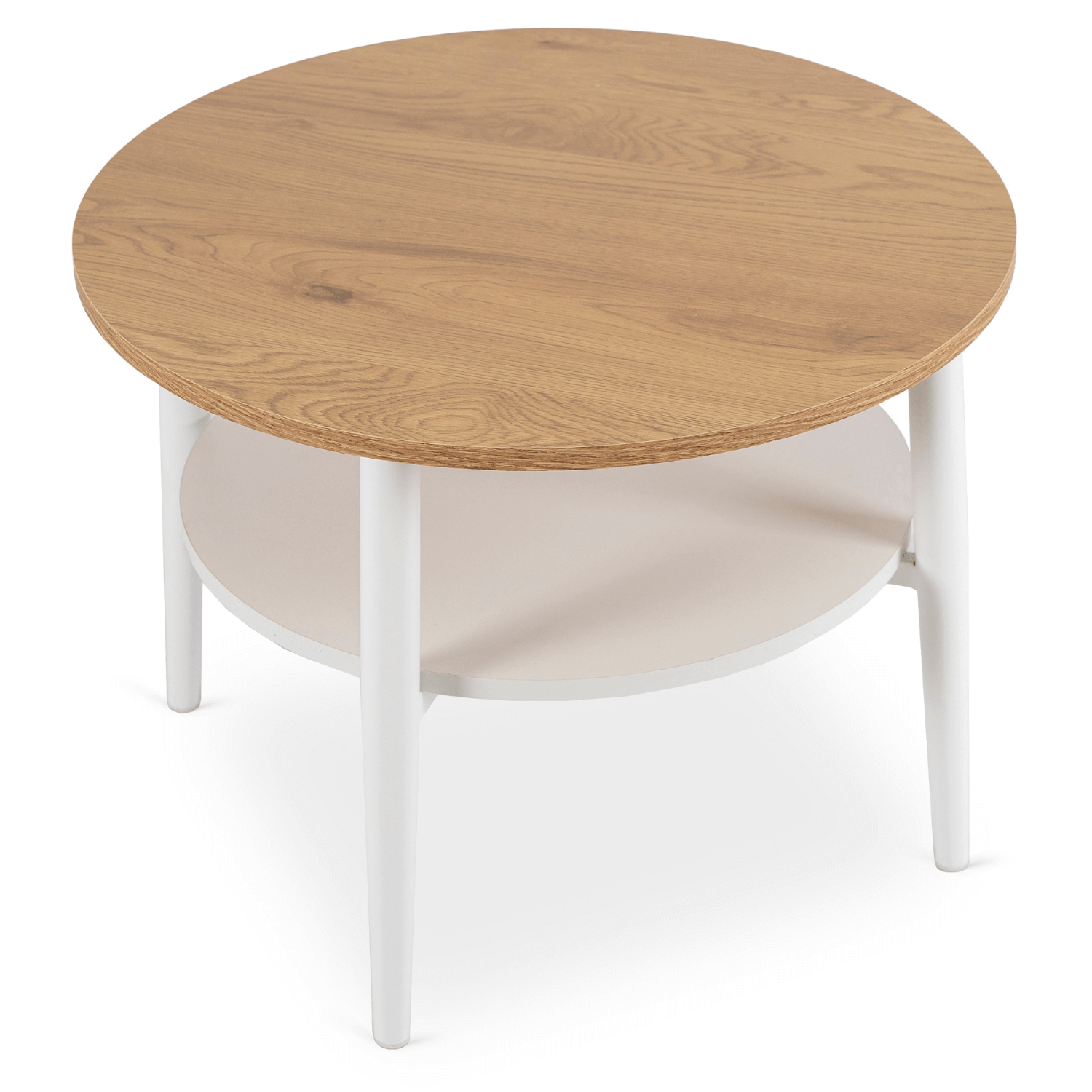 Stolik Kawowy Okrągły PAULO 60 cm Dąb/Biały Skandynawski ME.PAULO/D/B/L