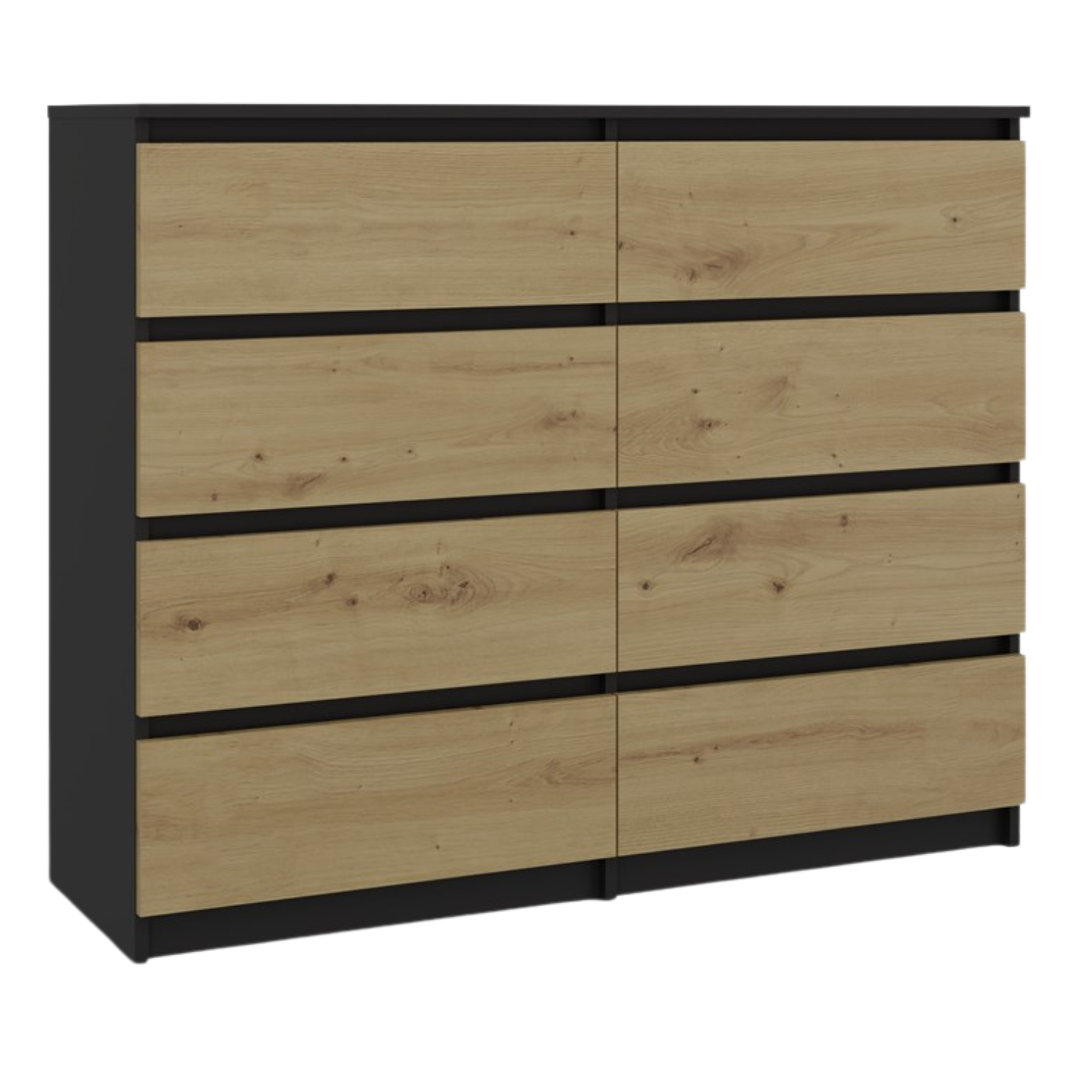 Komoda do Salonu NELA M8 120 cm Dąb Artisan/Antracyt z Ośmioma Szufladami Nowoczesna Loft topeshop.963cf9db-197e-4579-bc16-7b4f26e0e9ae