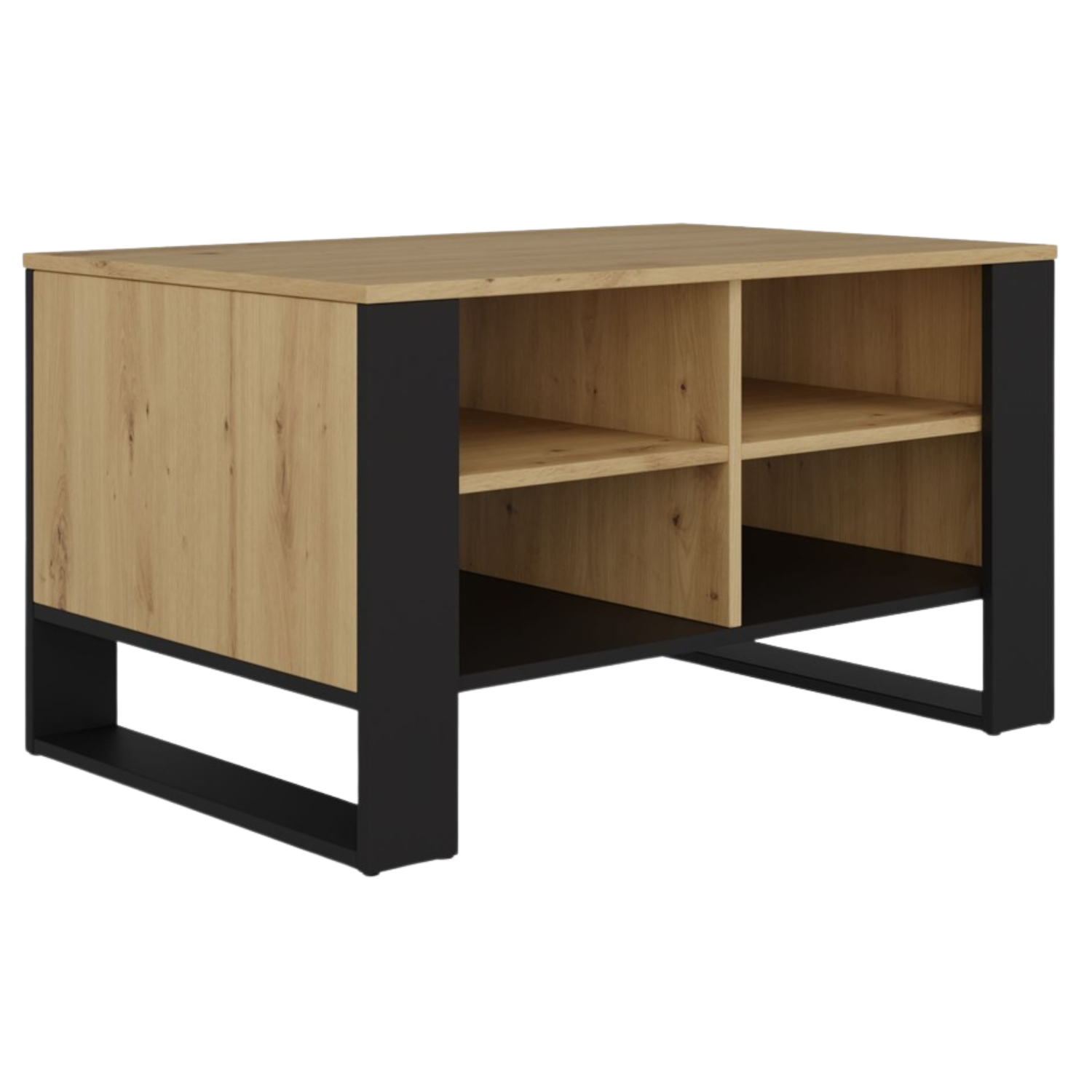 Ława do Salonu LOXA 4P 90 cm Dąb Artisan/Czarny Loft topeshop.f689bb25-0855-4a93-9016-41a2c726f2ab