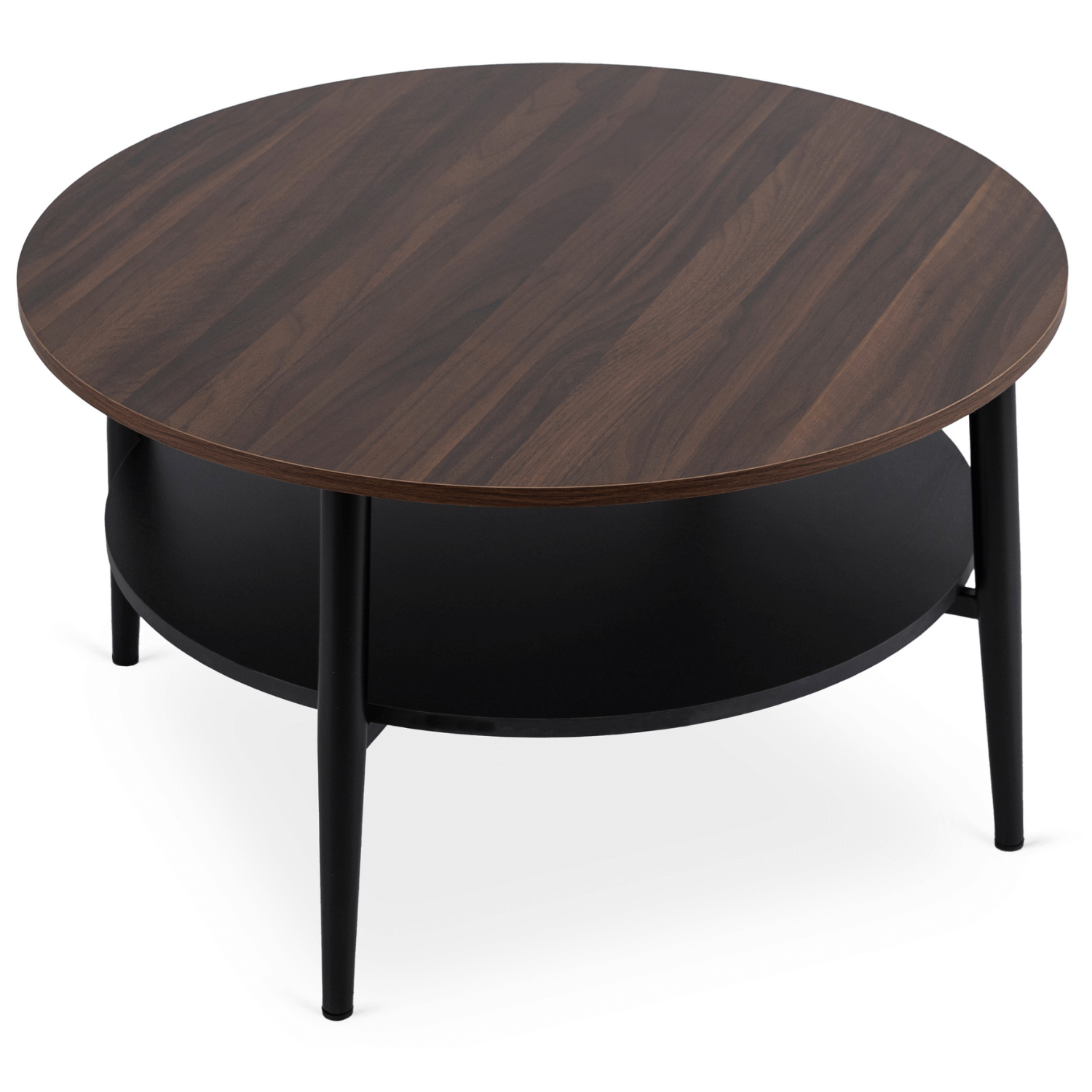 Stolik Kawowy Okrągły PAULO MAX 80 cm Orzech/Czarny Nowoczesny Loft ME.PAULOMAX/O/CZ/L