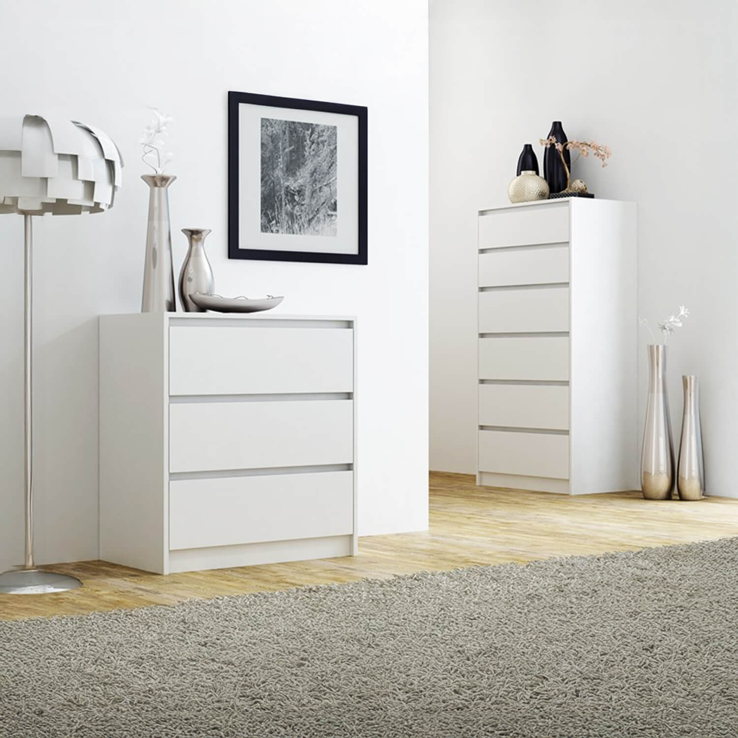Komoda do Sypialni VITA 70 cm Biała z Sześcioma Szufladami Nowoczesna topeshop.6816886f-19c9-4224-b43d-3c3db3ca7223
