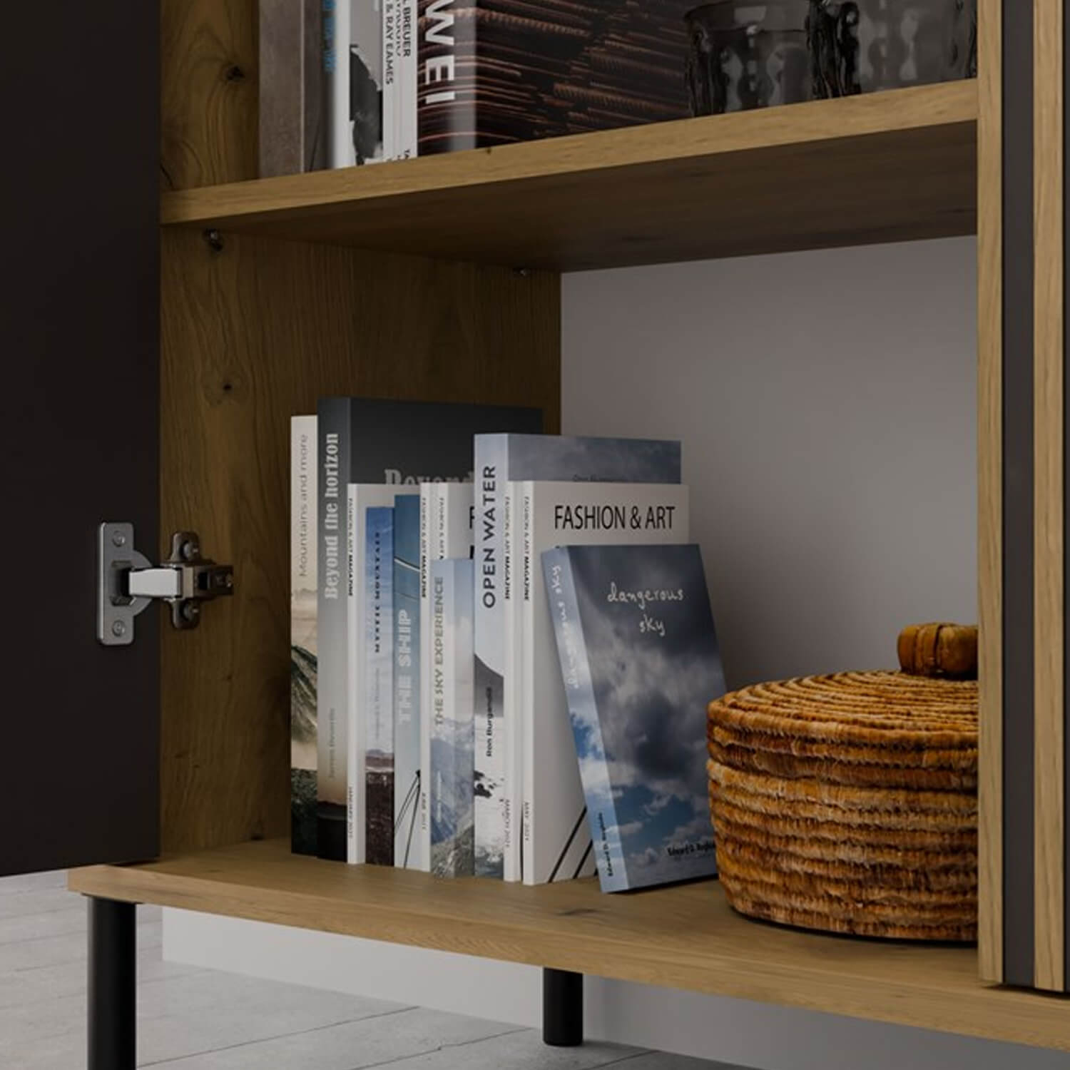 Witryna Niska LUMA 2DD SLIM 103,5 cm Dąb Artisan/Czarny Ryflowana do Salonu Loft topeshop.f26e98aa-806f-455f-af11-145cde3df4e2