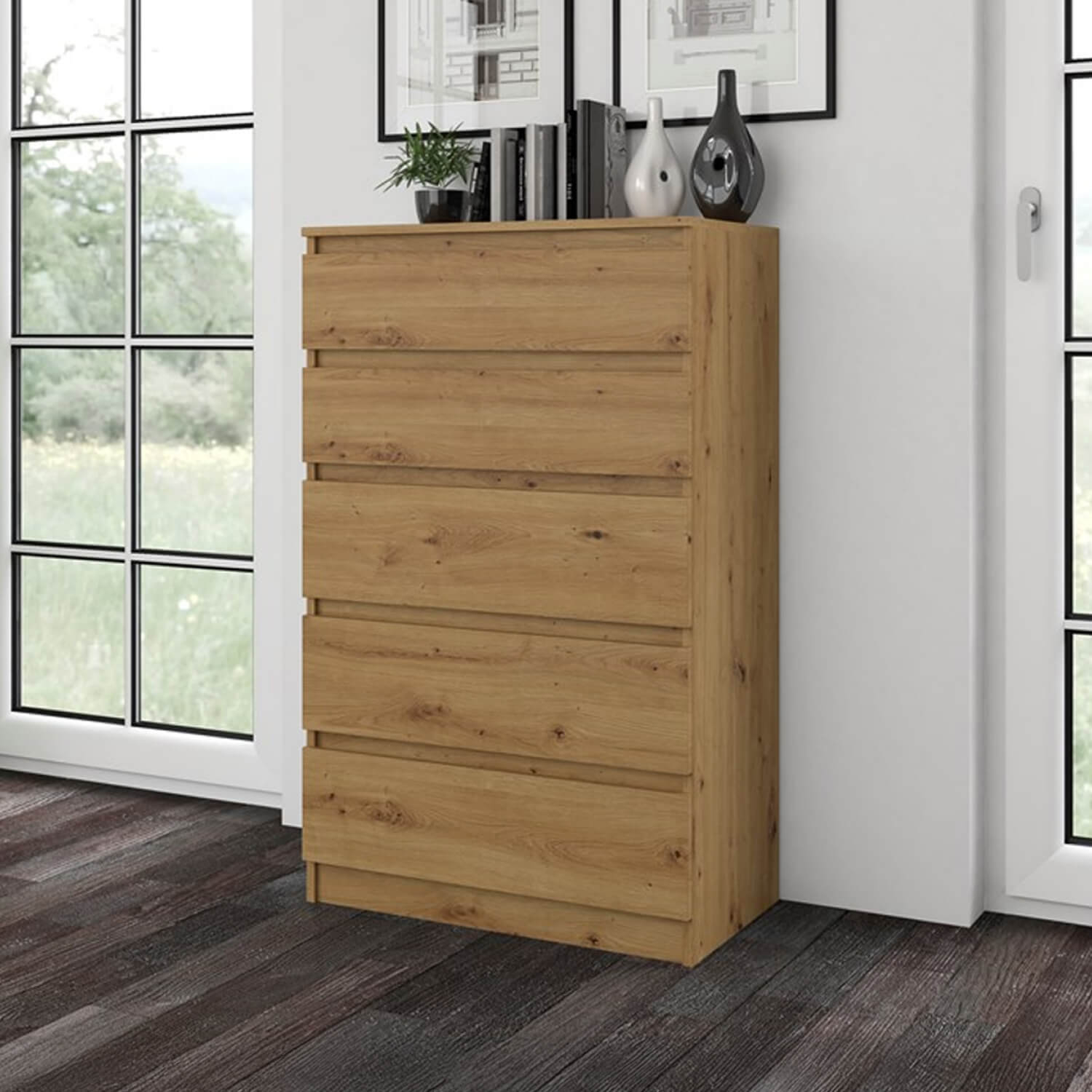 Komoda do Salonu NELA M5 70 cm Dąb Artisan z Pięcioma Szufladami Nowoczesna Loft topeshop.8d1f929f-ad6c-42ec-8cda-445e2d3eaef7